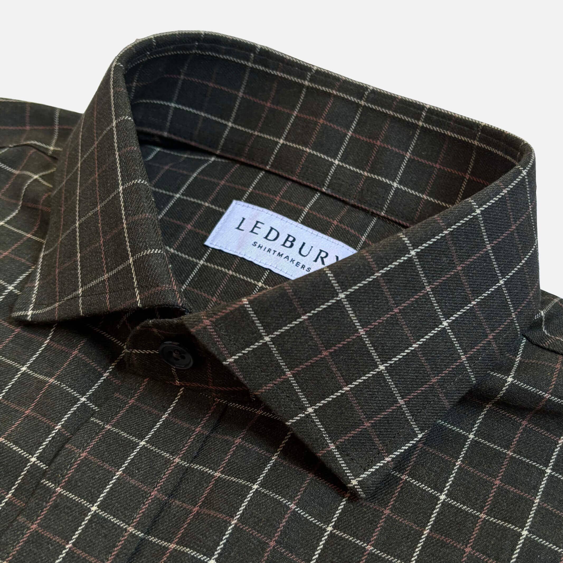 The Dark Olive Ronald Windowpane Custom Shirt Custom Casual Shirt- Ledbury
