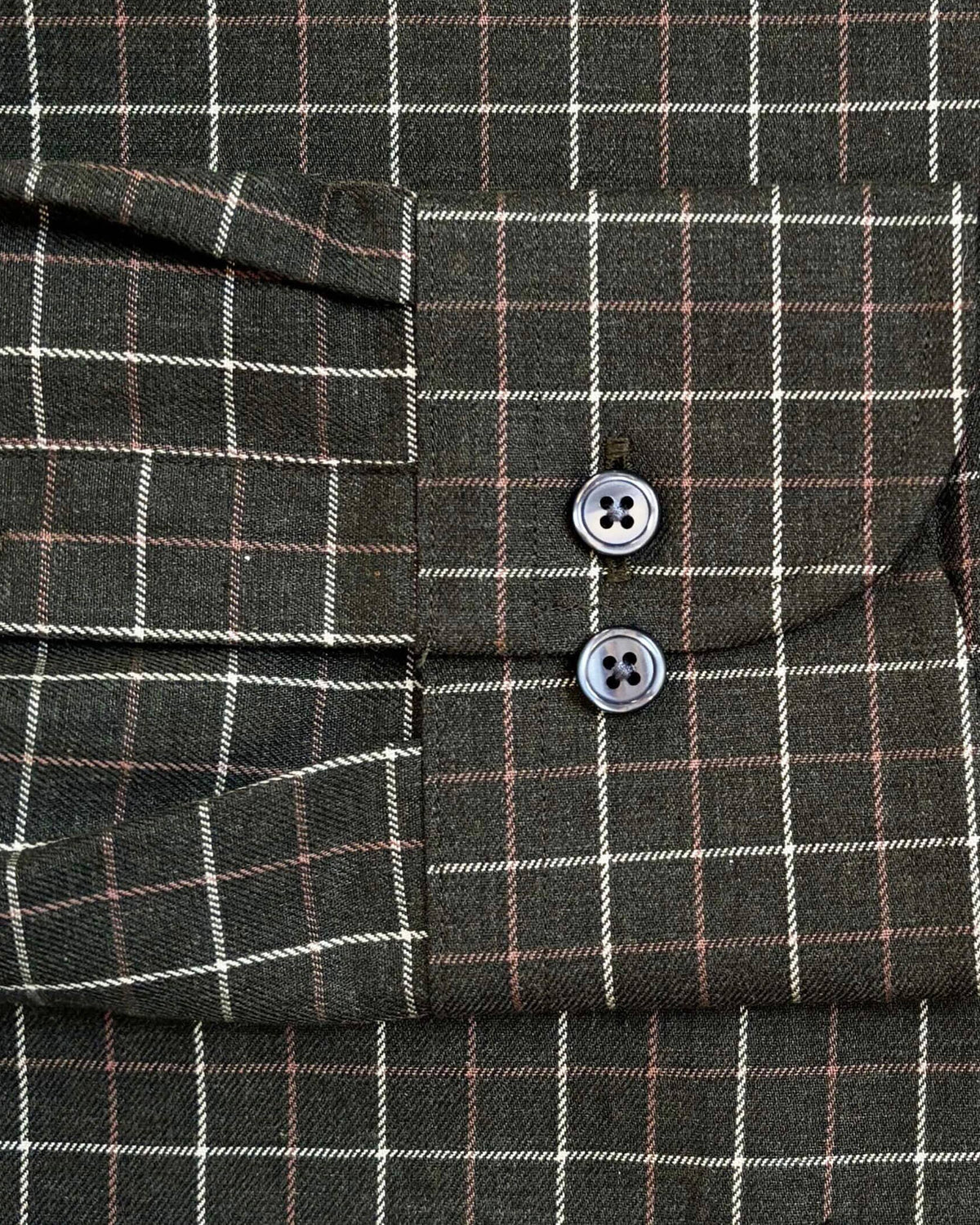 The Dark Olive Ronald Windowpane Custom Shirt Custom Casual Shirt- Ledbury