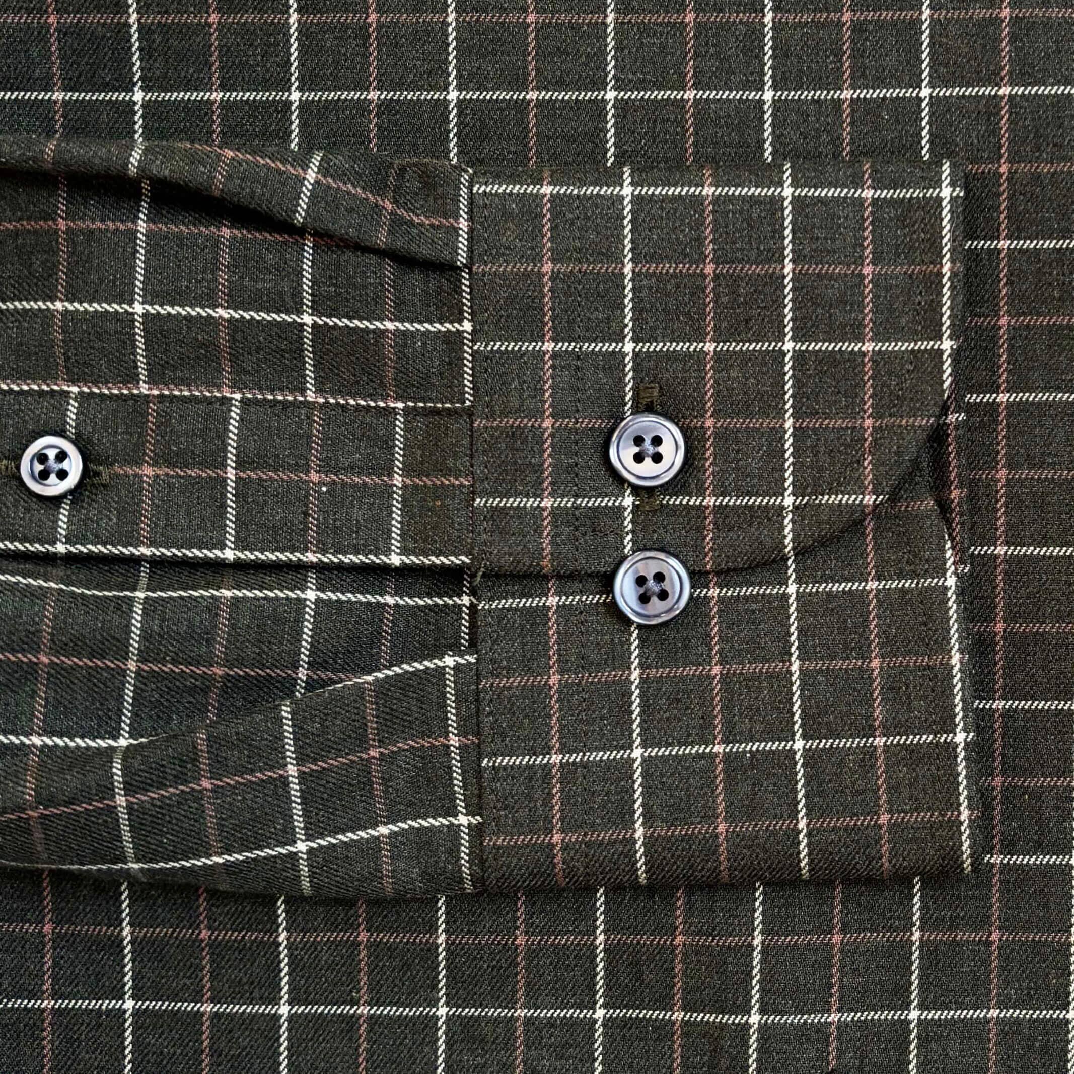 The Dark Olive Ronald Windowpane Custom Shirt Custom Casual Shirt- Ledbury