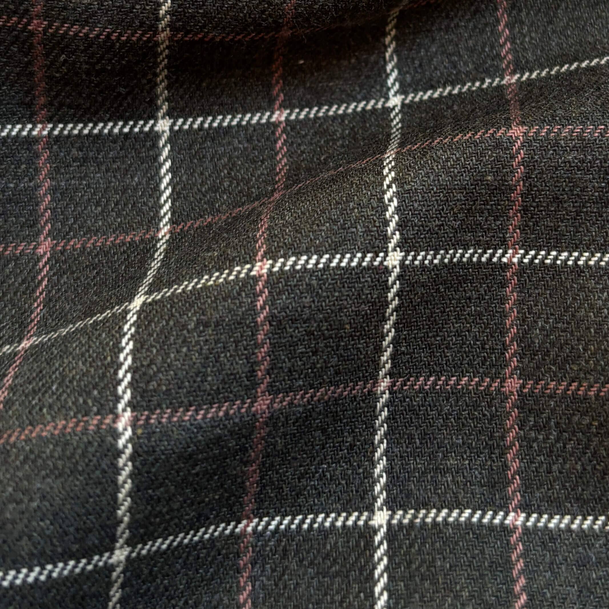 The Dark Olive Ronald Windowpane Custom Shirt Custom Casual Shirt- Ledbury