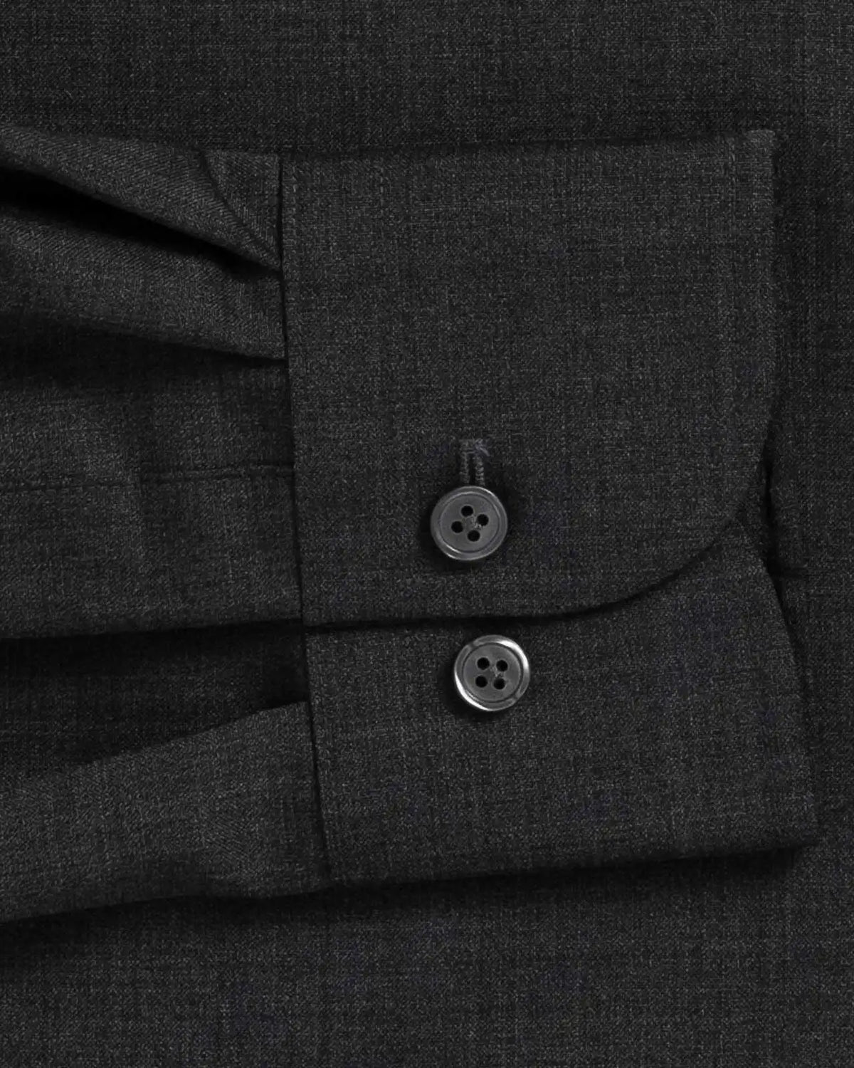 Reda Active Comfort Merino shirt sleeve detail - charcoal with smoke buttons