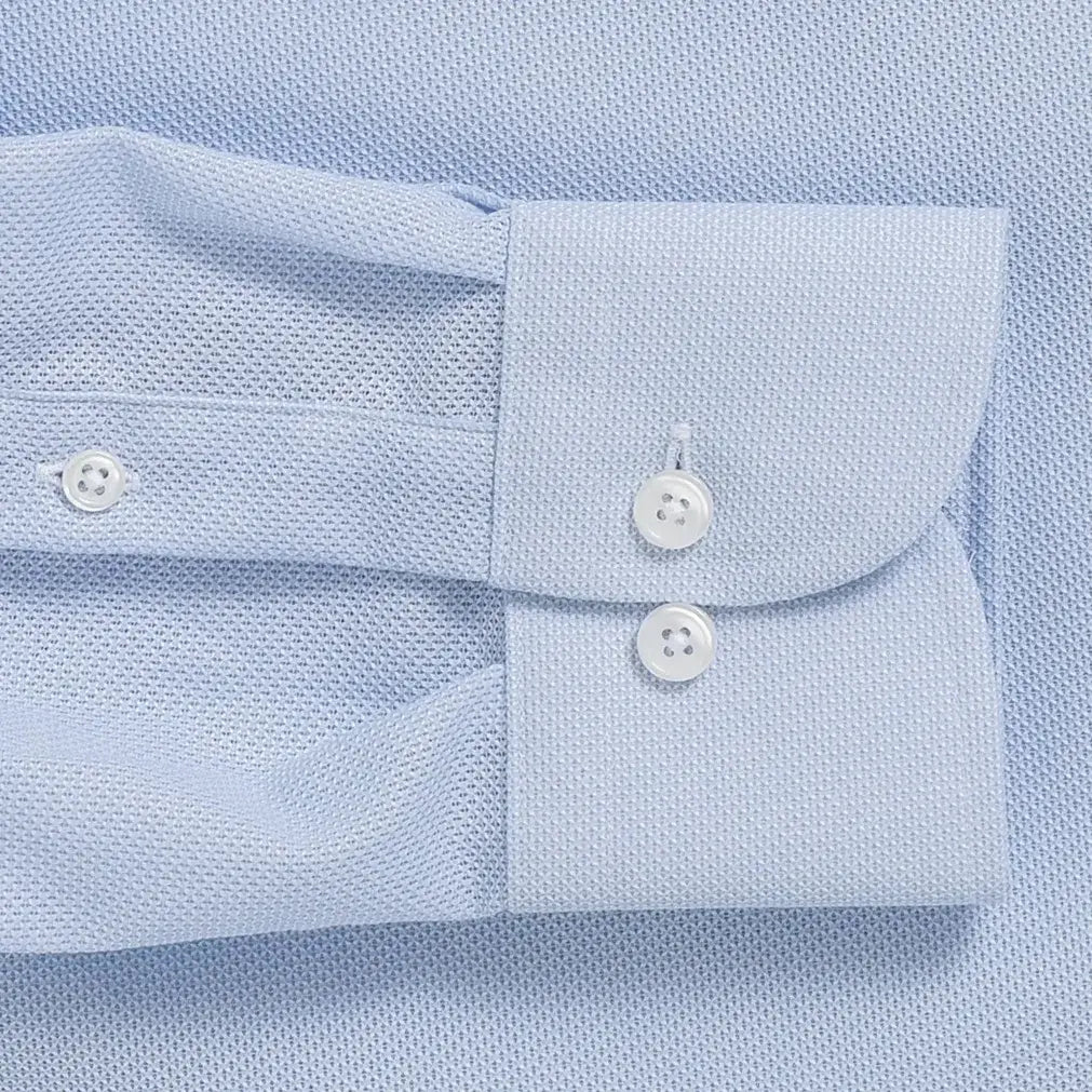 Double button barrel cuff on light blue Giro Inglese shirt - Ledbury custom cuff styles