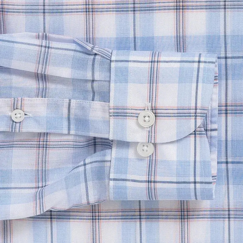 Double button barrel cuff detail - Ledbury Alta plaid Tencel shirt sleeve