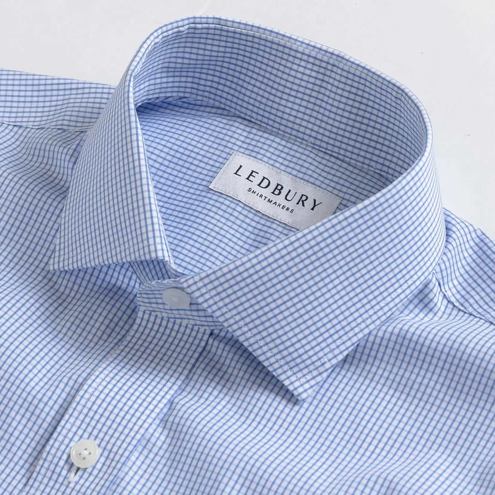 The Blue Ellair Micro Check Custom Shirt Custom Dress Shirt- Ledbury