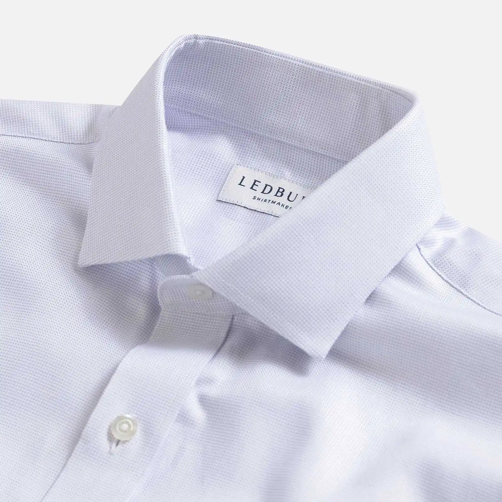 Lavender Conwell dress shirt collar detail - 100% cotton royal oxford fabric