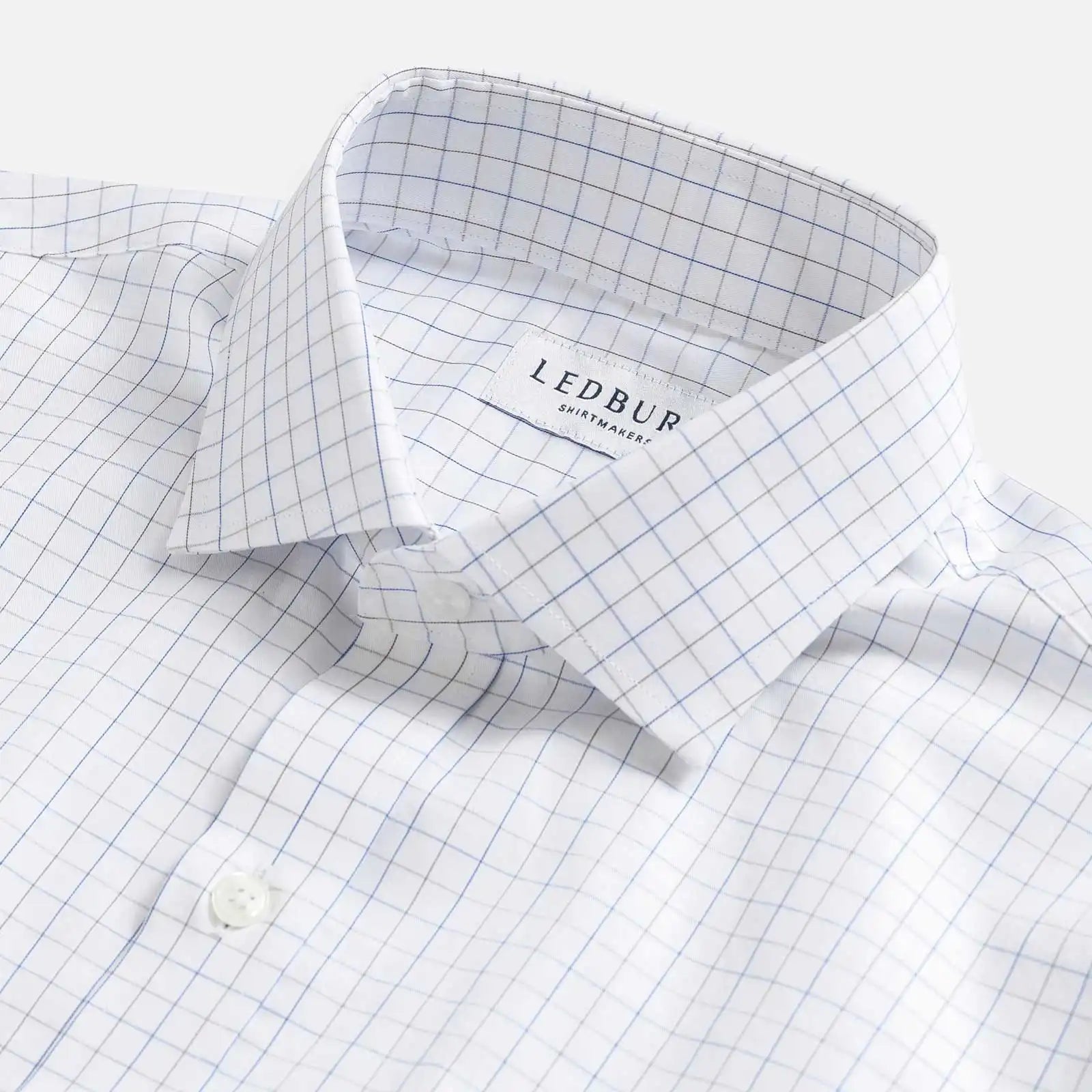 Windowpane pattern dress shirt collar detail - custom fit guaranteed to fit perfectly