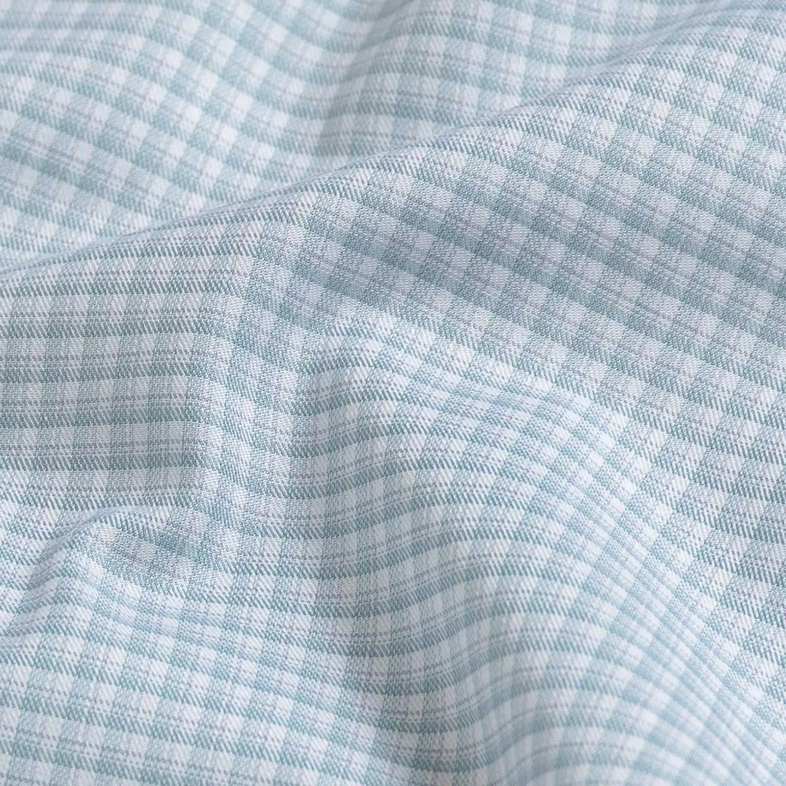 Light sage micro check fabric close-up - Ledbury Burrell Albini-woven twill