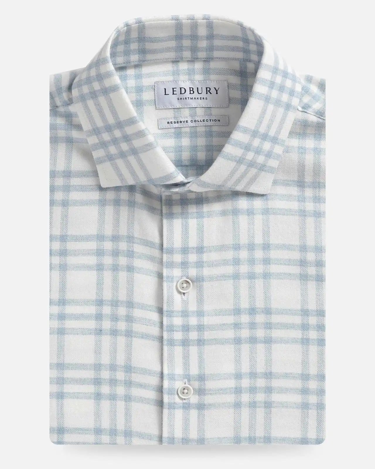 Soft blue check brushed cotton casual shirt - Ledbury Arcadian midweight fabric