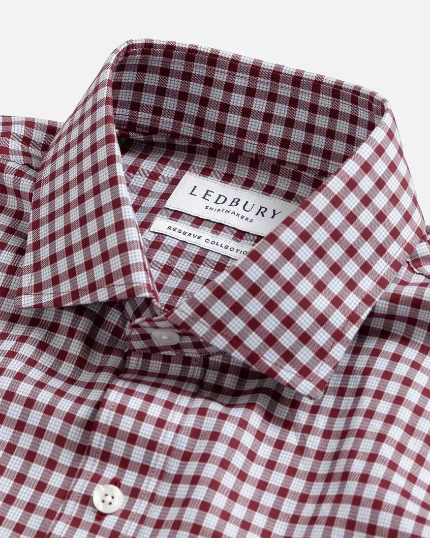 Britton Twill shirt styled - red check pattern with refined drape