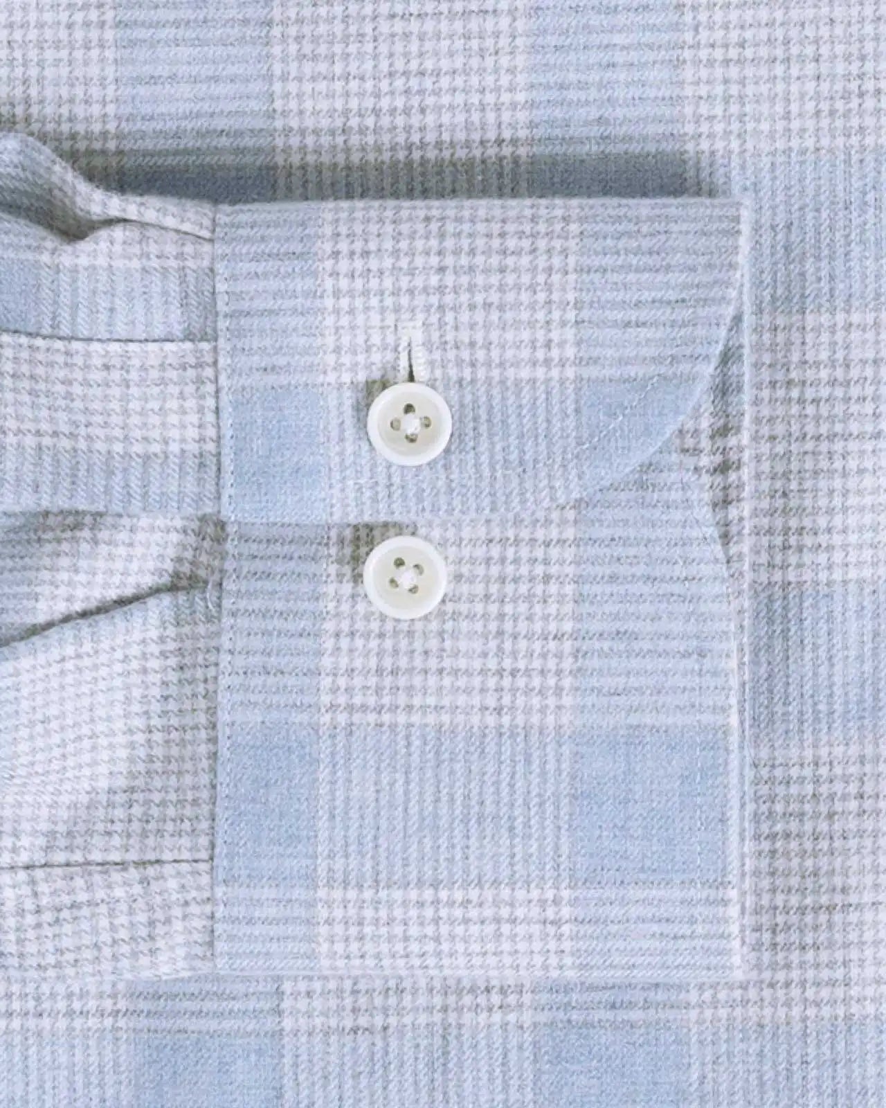 Grey blue Slaton plaid shirt sleeve - precision construction with adjustable lengths