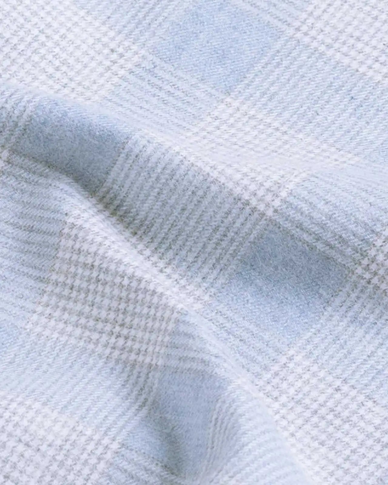 Grey blue Slaton plaid houndstooth fabric - luxurious textured weave in blue-grey tones