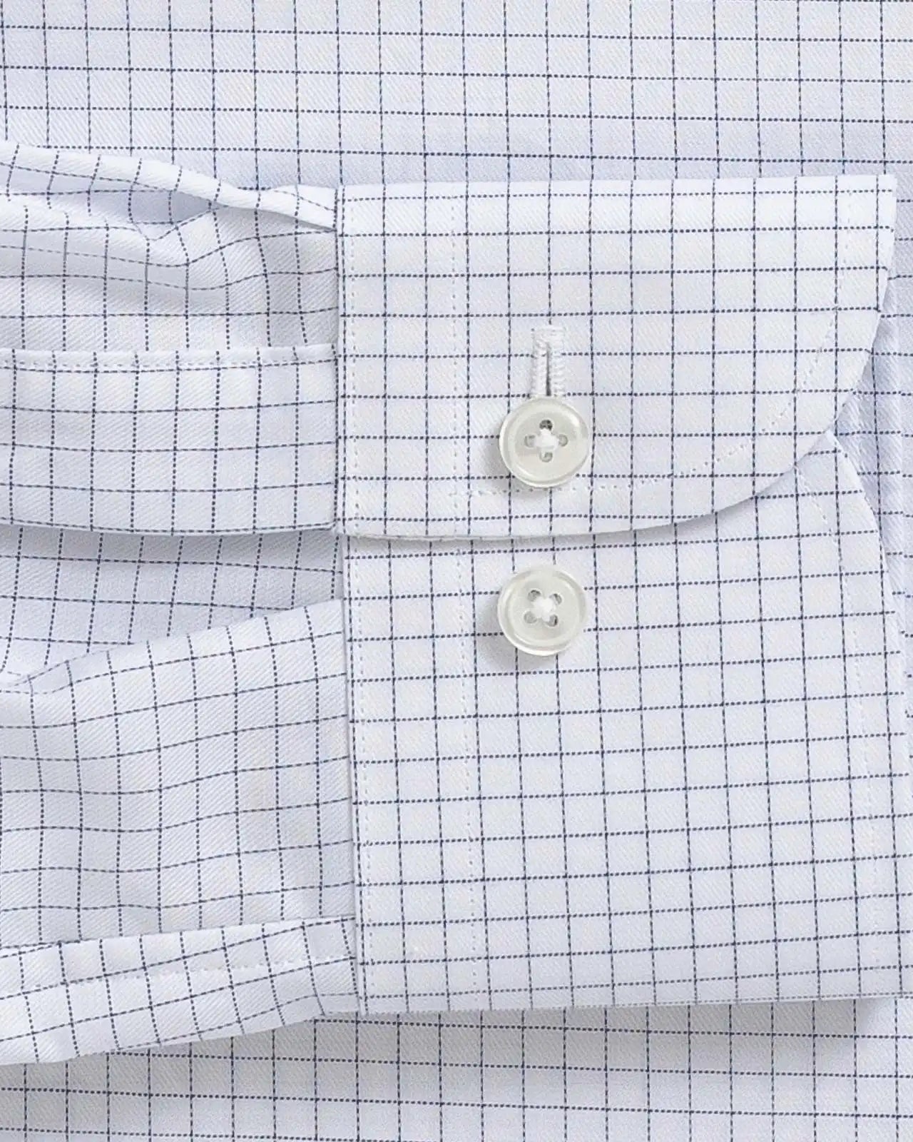 Blue Lymann Check custom shirt - semi spread collar and sleeve close-up