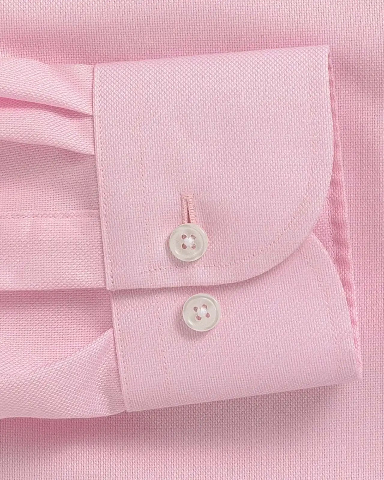 Pink Ancroft Royal Oxford custom shirt - sleeve and double button barrel cuff close-up