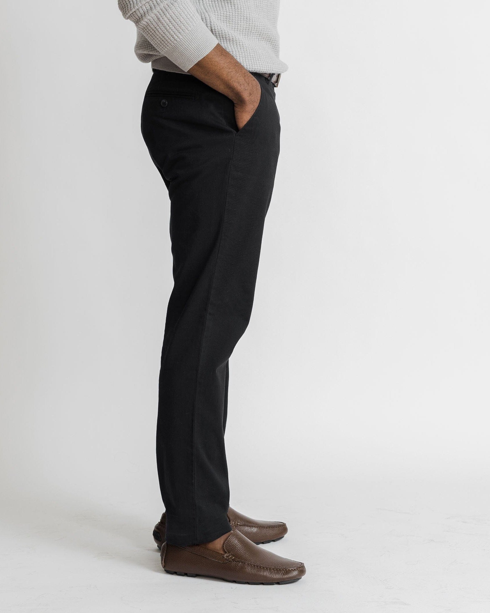 Black chinos detail view - Richmond modern fit cotton
