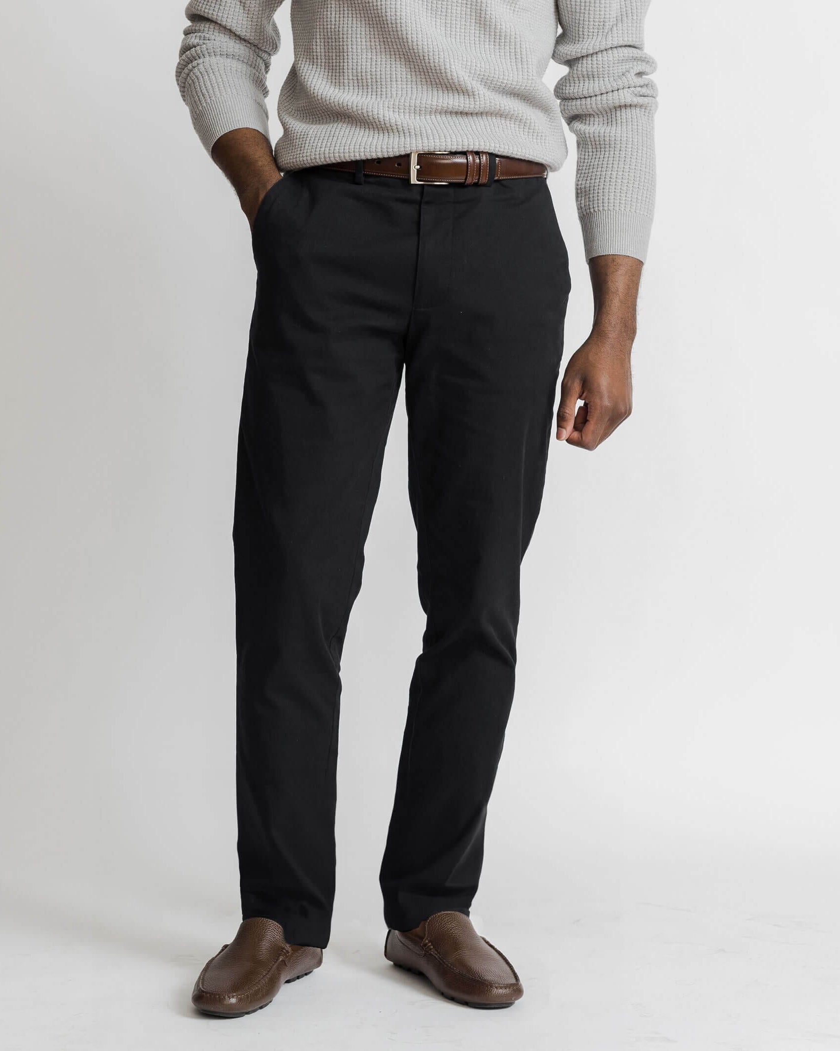 Black chino pants men's Richmond fit - cotton twill custom pant