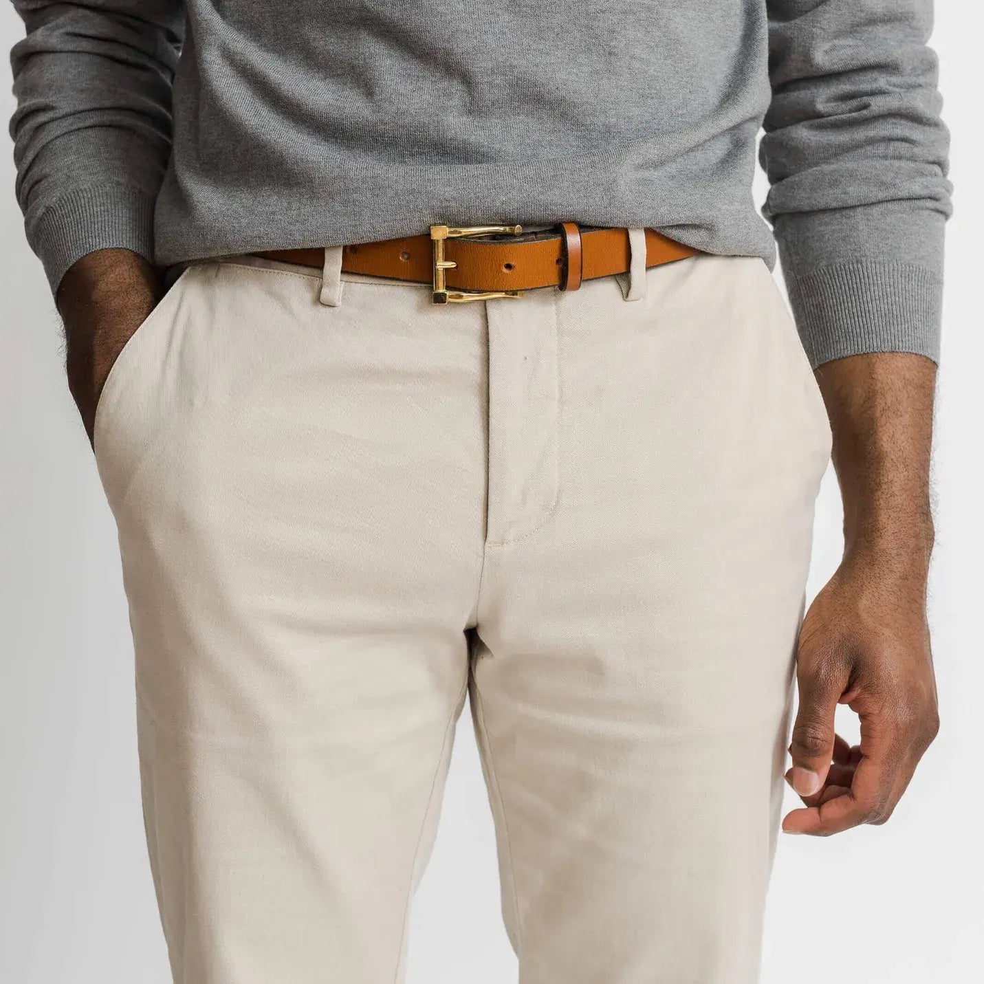 Tan chino fabric detail - stretch cotton twill Richmond pant
