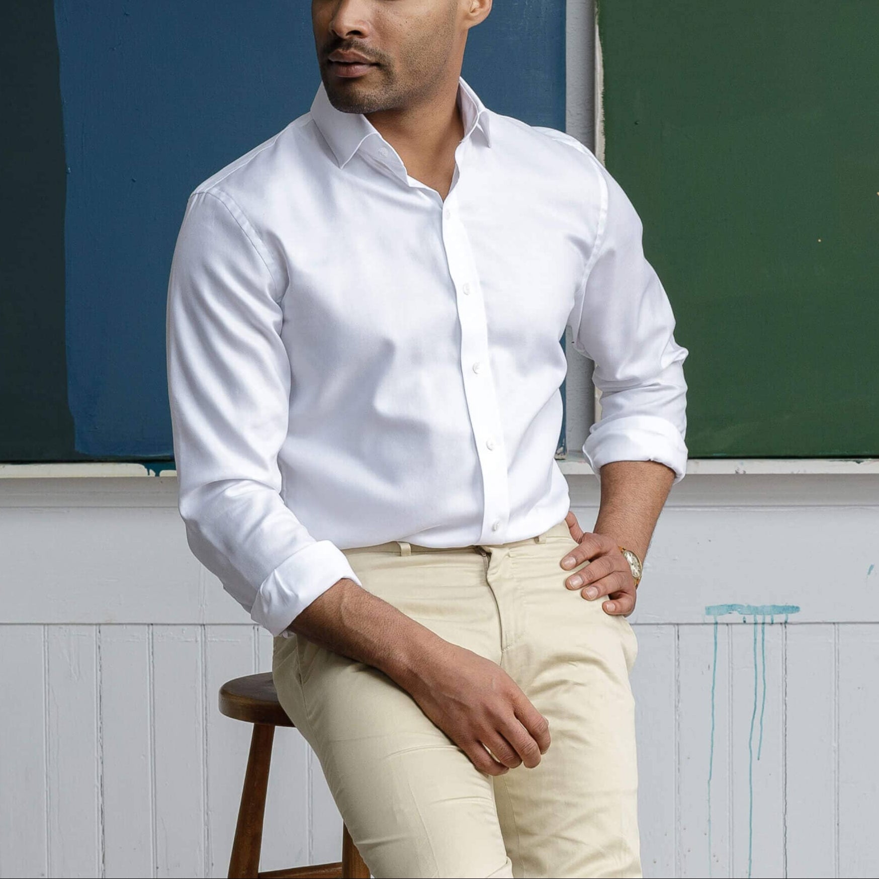 The White George Royal Oxford Custom Shirt Custom Dress Shirt- Ledbury