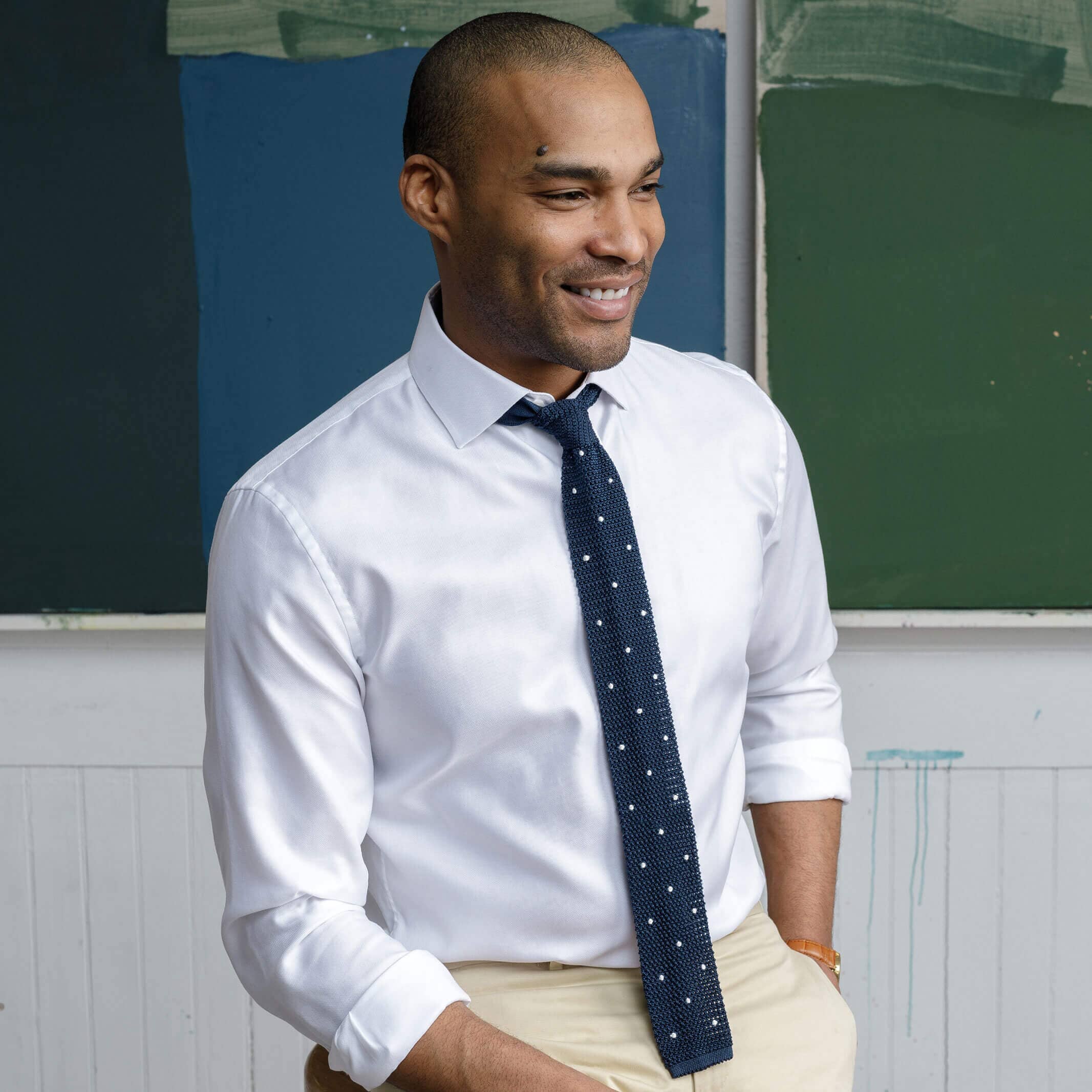 The White George Royal Oxford Custom Shirt Custom Dress Shirt- Ledbury
