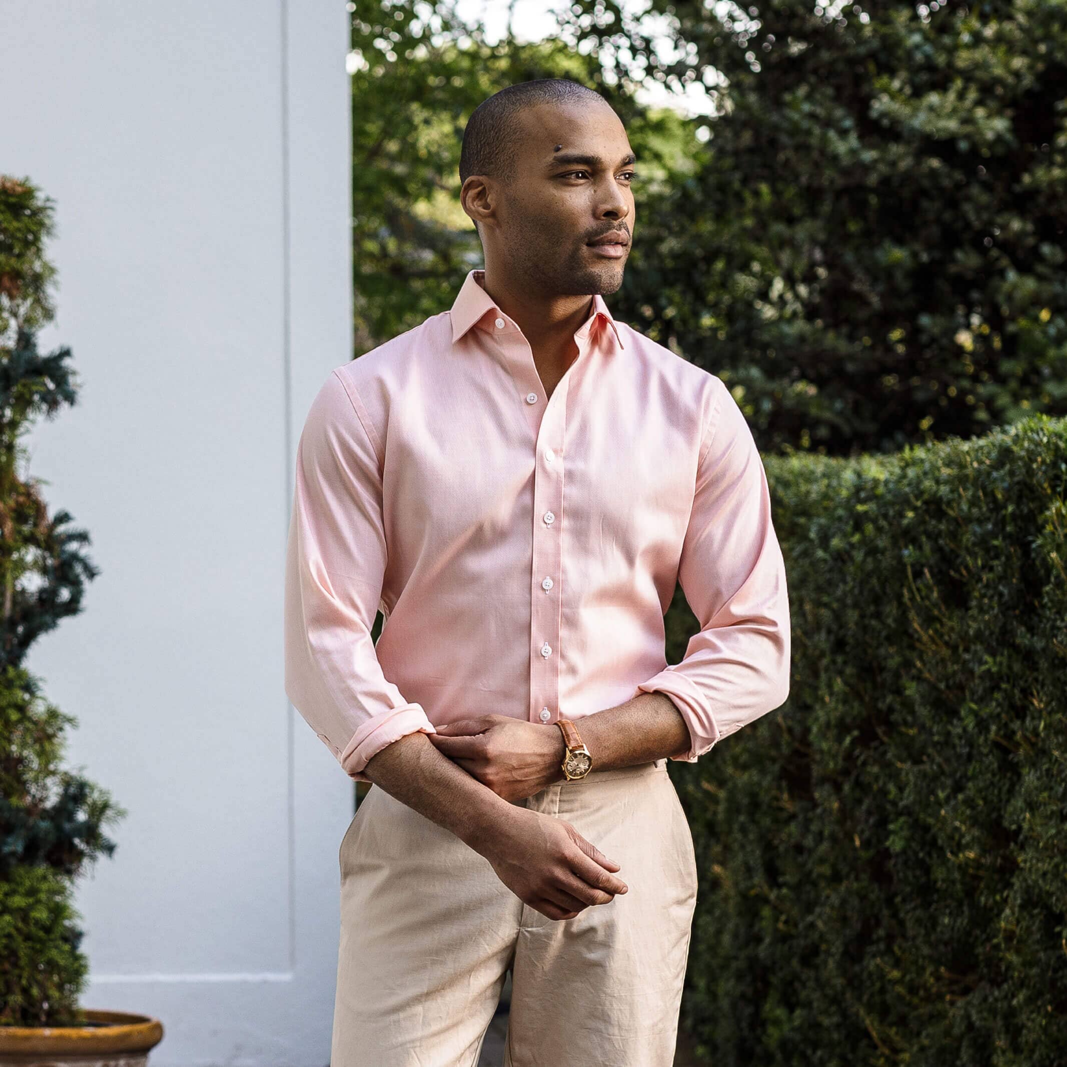 The Orange Hutchins Herringbone Custom Shirt Custom Dress Shirt- Ledbury
