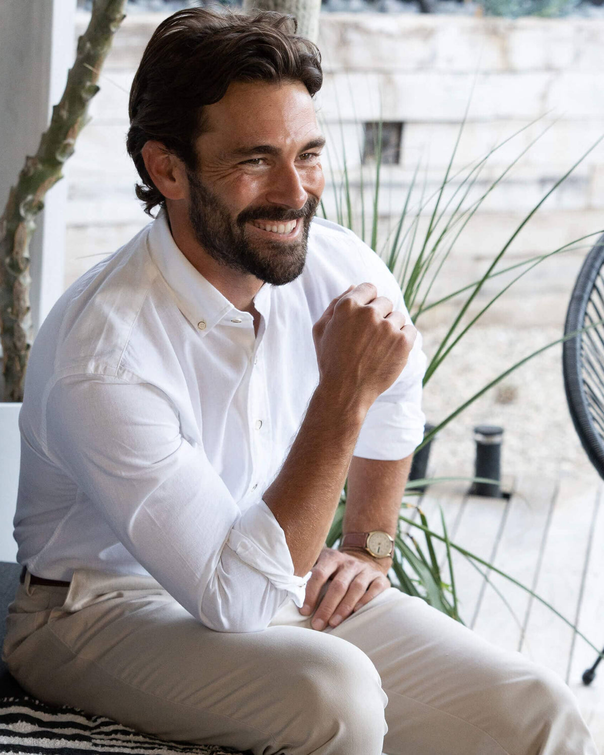 The White Barretto Cotton Linen Custom Shirt Custom Casual Shirt- Ledbury
