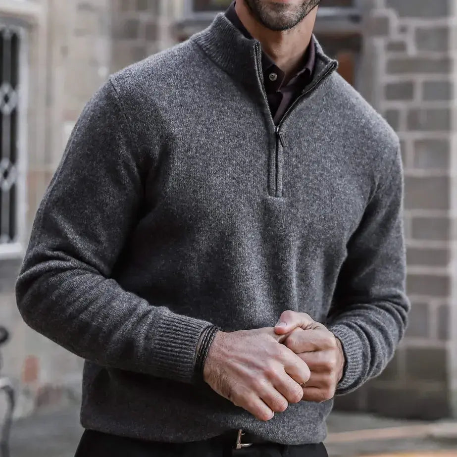 The Charcoal Heather Ashton Quarter-Zip Sweater Sweater- Ledbury