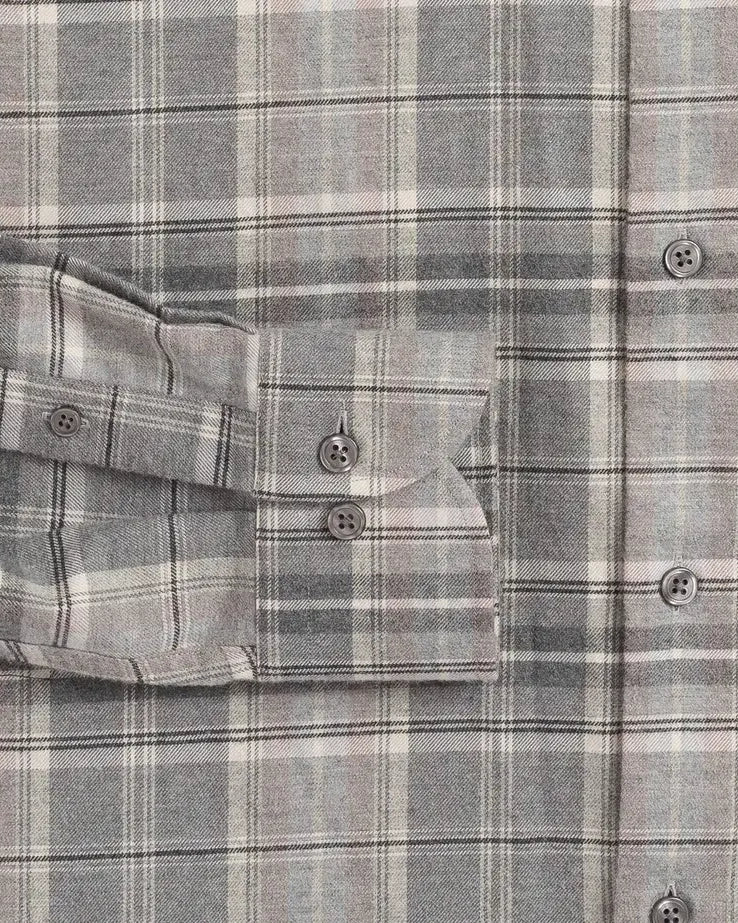 Callisto Plaid shirt double-button barrel cuff detail - smoke buttons reinforced construction