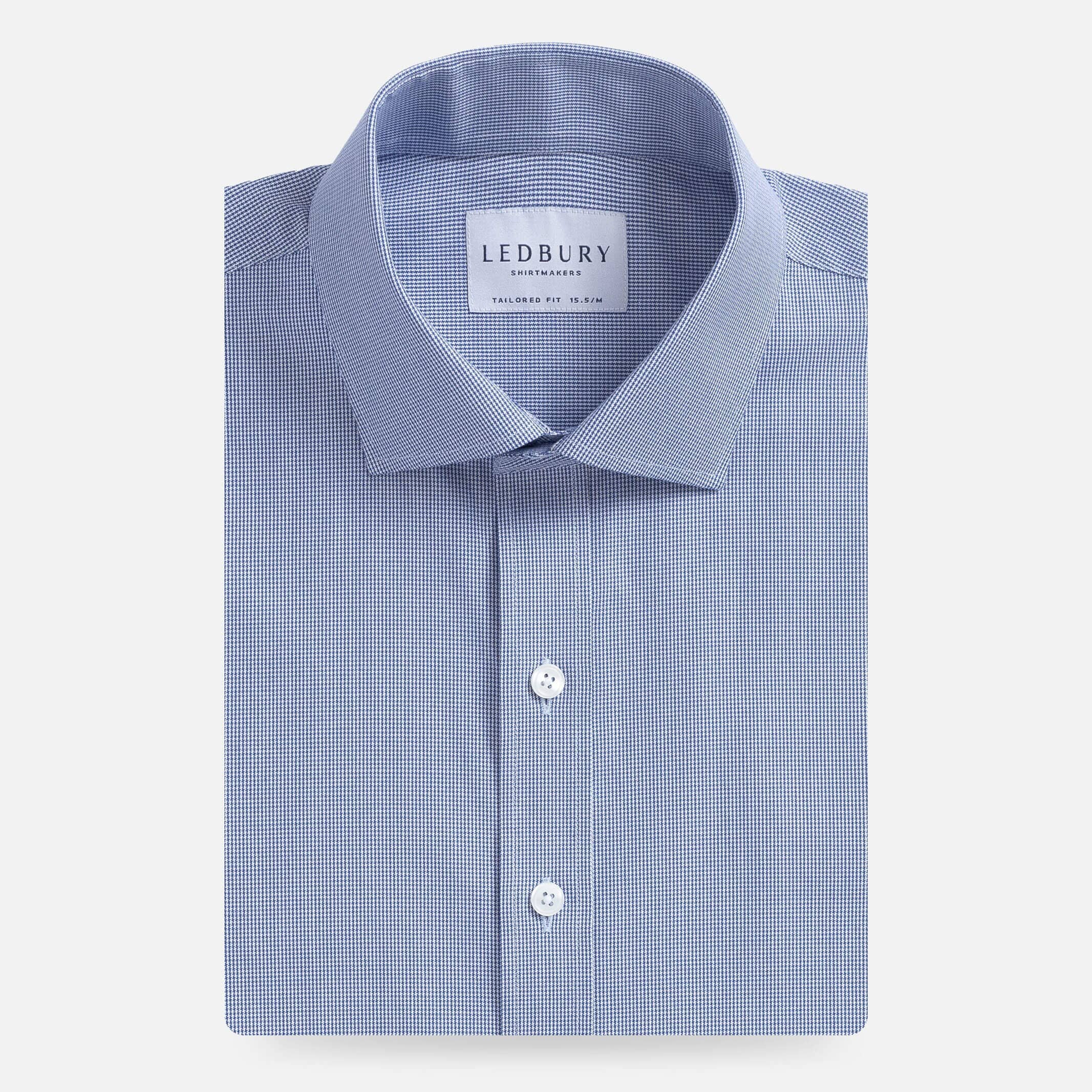The Deep Sea Bayard Houndstooth Custom Shirt Custom Dress Shirt- Ledbury