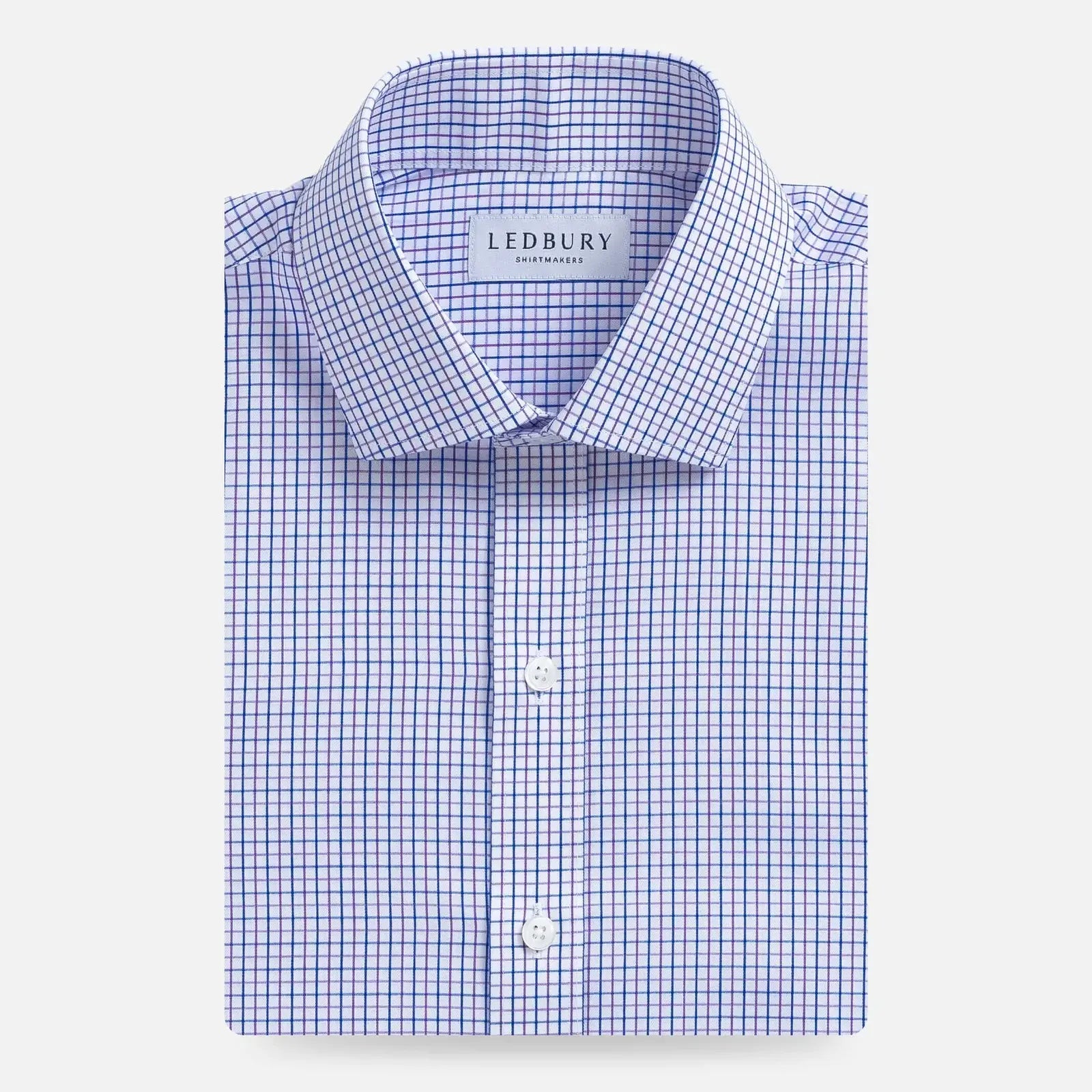 Purple multi-toned check custom dress shirt - Ledbury Hughes