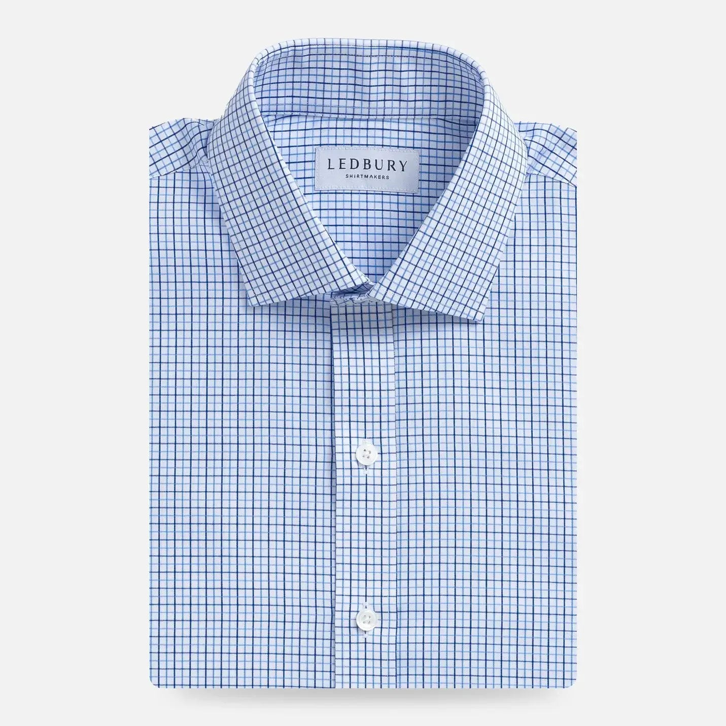 Blue multi-toned check custom dress shirt - Ledbury Hughes