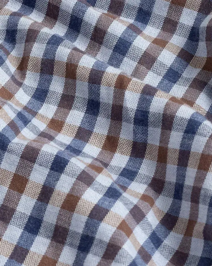 Kyger Check fabric swatch - 100% cotton brushed herringbone texture detail