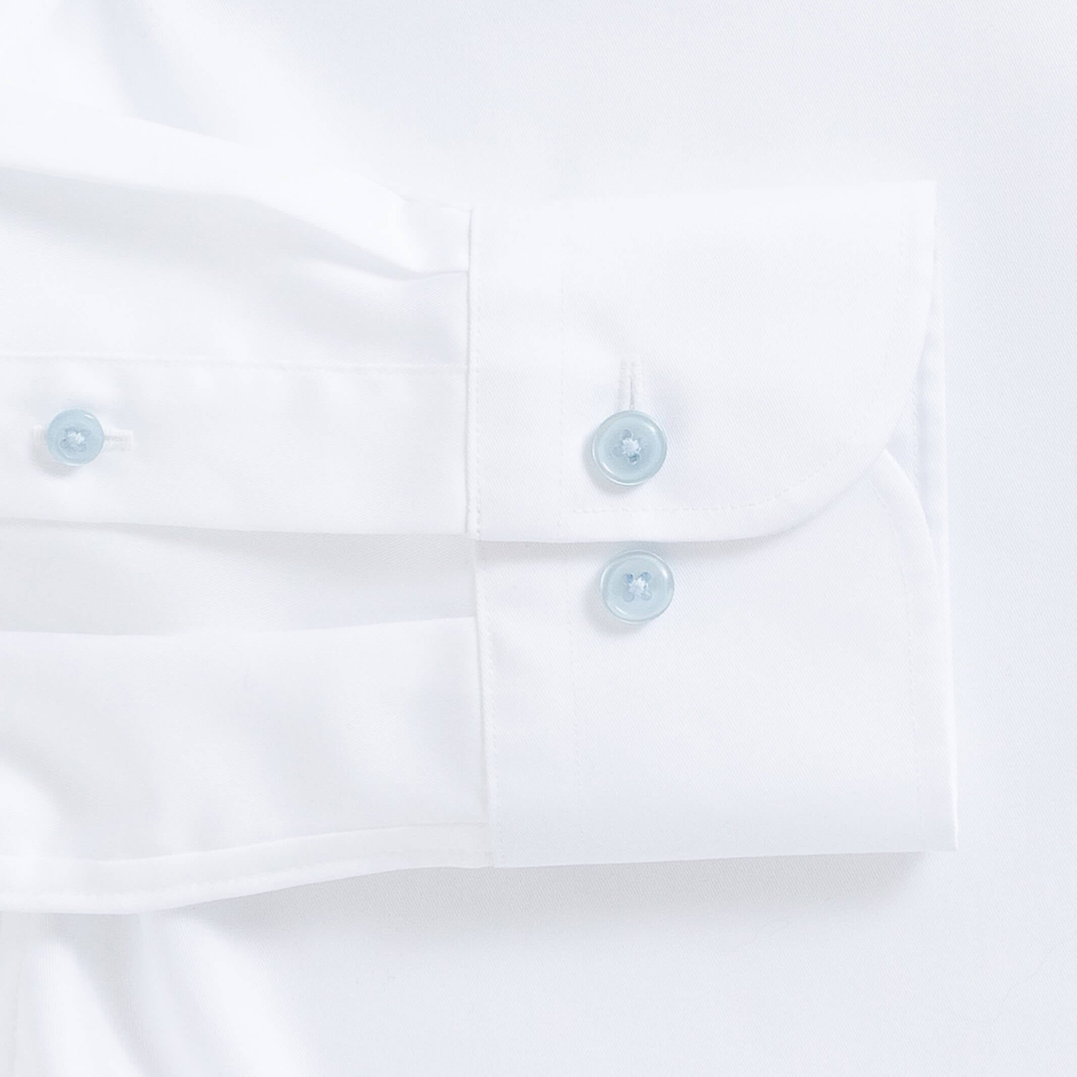 White shirt sleeve with light blue button cuff - lightweight fine twill detail