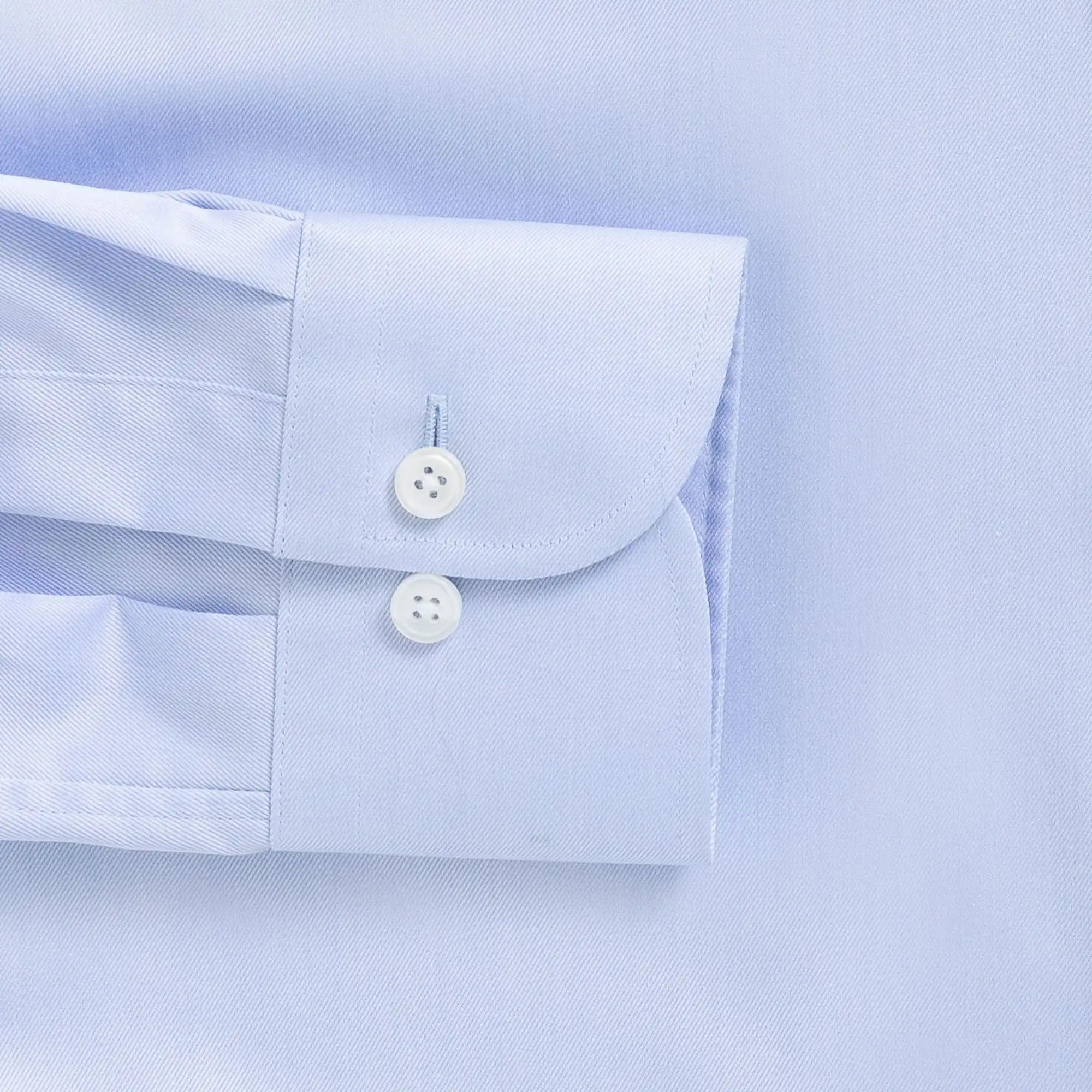 Light blue shirt sleeve and cuff - non-iron custom dress shirt detail