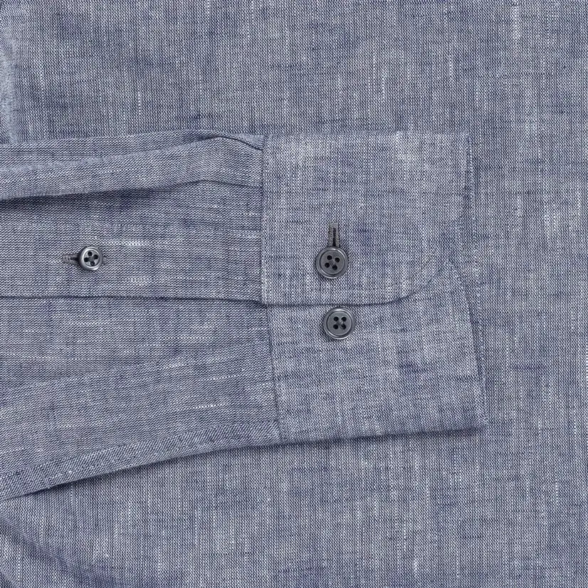 Navy blue Sandoval oxford chambray shirt sleeve and cuff detail - Ledbury double button barrel cuff