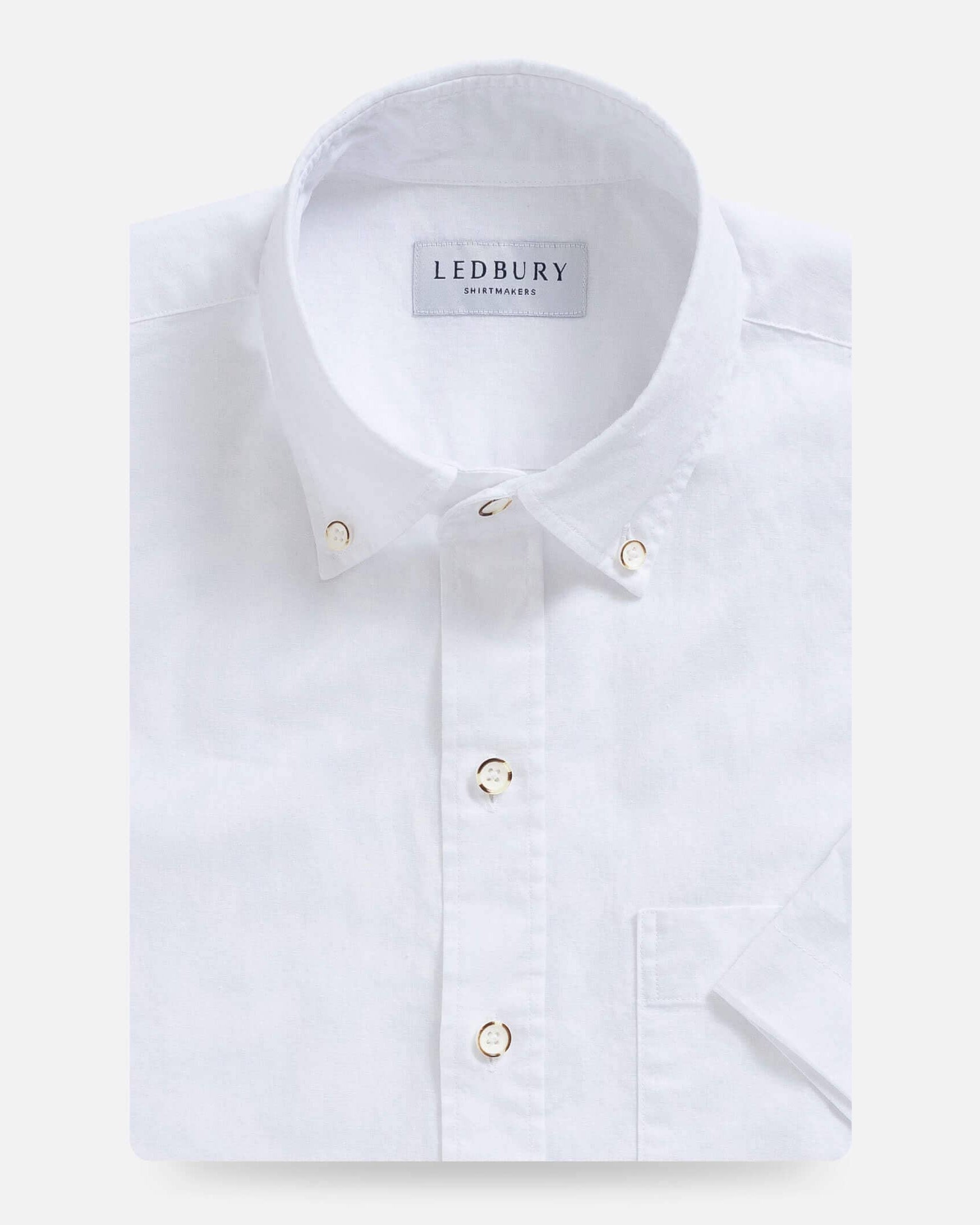 The White Short Sleeve Barretto Cotton Linen Custom Shirt Custom Short Sleeve Shirt- Ledbury