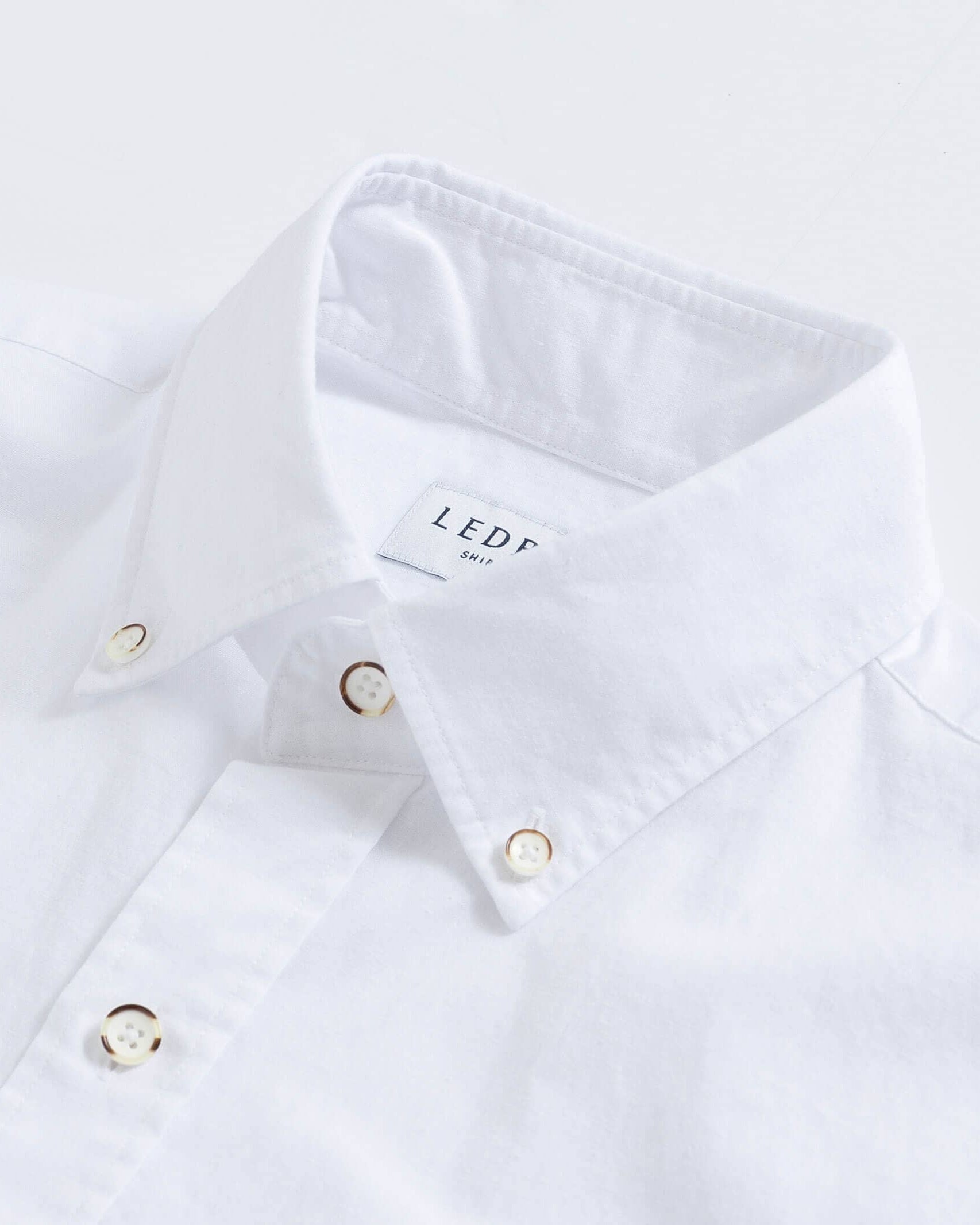The White Short Sleeve Barretto Cotton Linen Custom Shirt Custom Short Sleeve Shirt- Ledbury