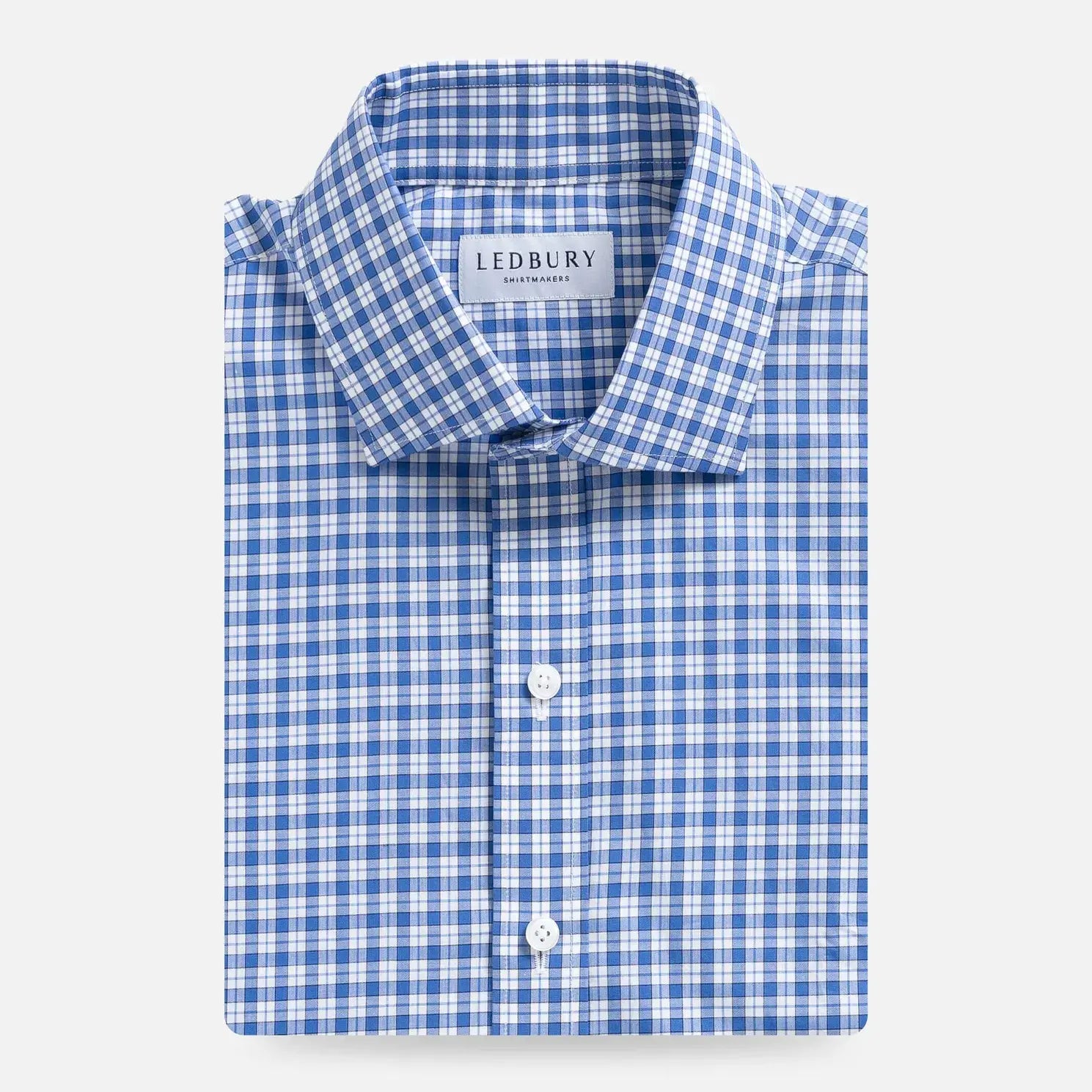 Cobalt plaid dress shirt - Ledbury Terranova Thomas Mason Albini-woven poplin