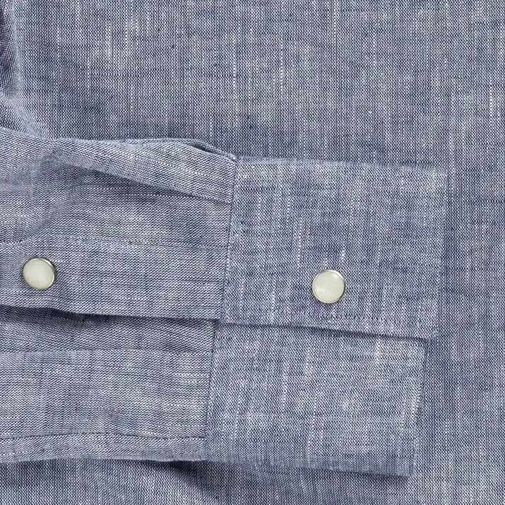 Navy blue Sandoval western shirt sleeve and pearl snap cuff detail - Ledbury western shirt cuff