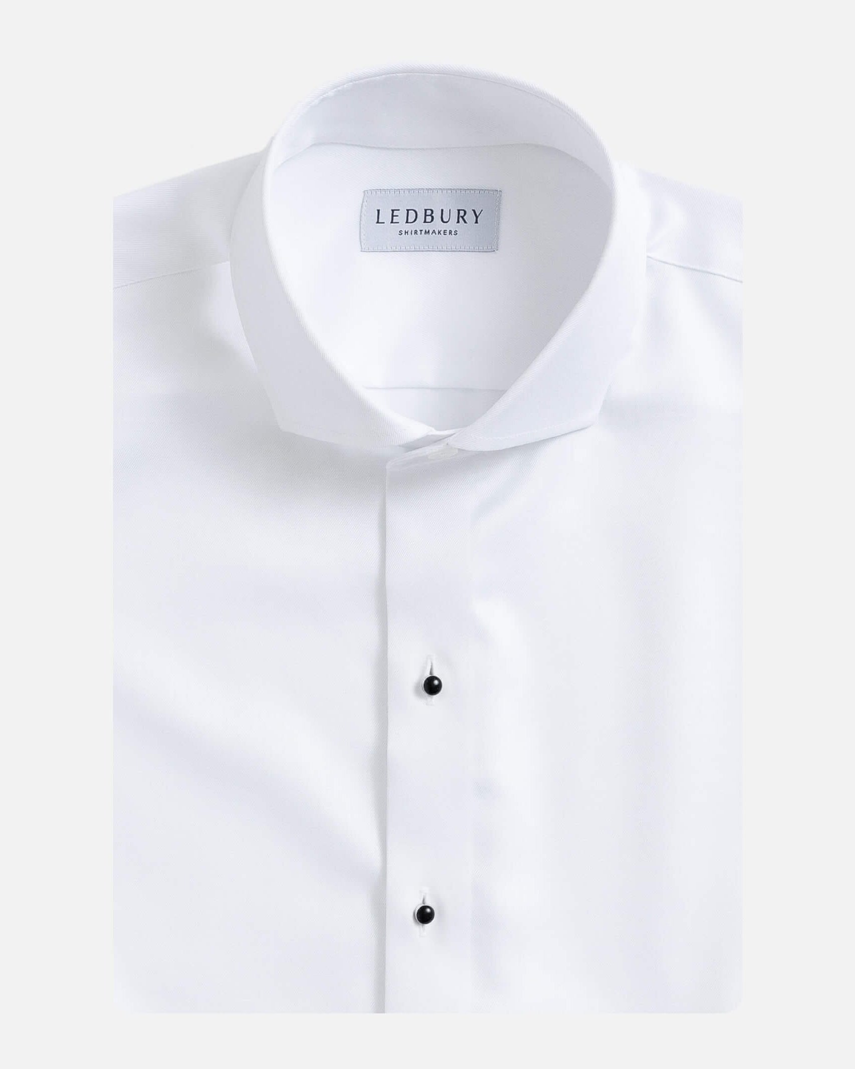 White tuxedo shirt with removable band - non-iron formal dress shirt