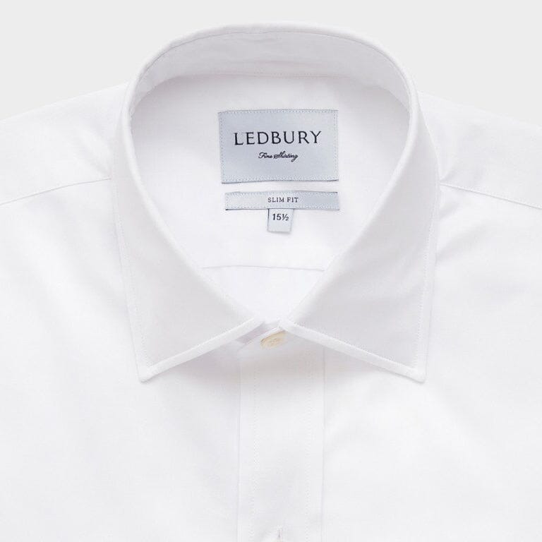 The White Fine Twill French Cuff Dress Shirt Dress Shirt- Ledbury