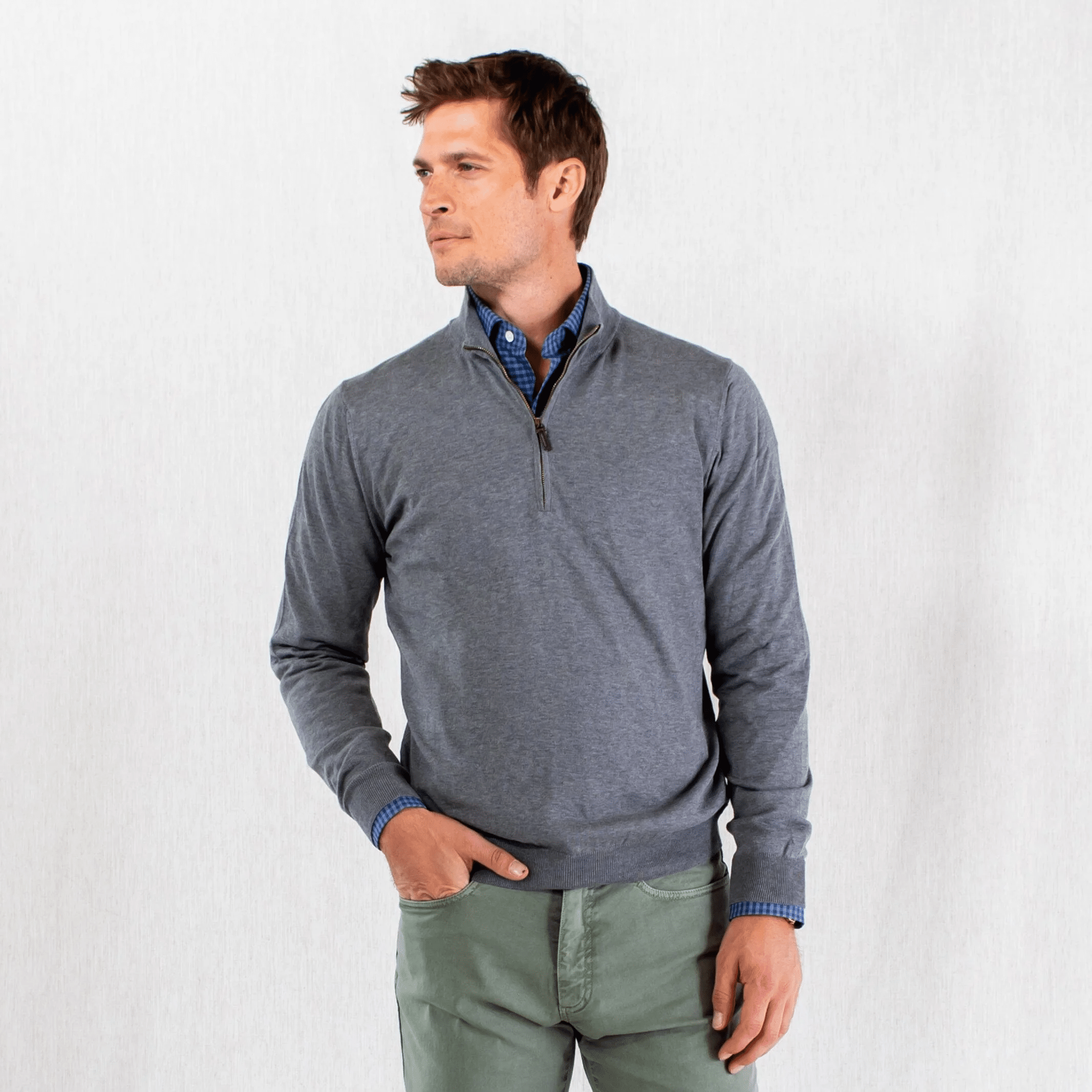 The Light Grey Heather Easterley Half-Zip Sweater Sweater- Ledbury