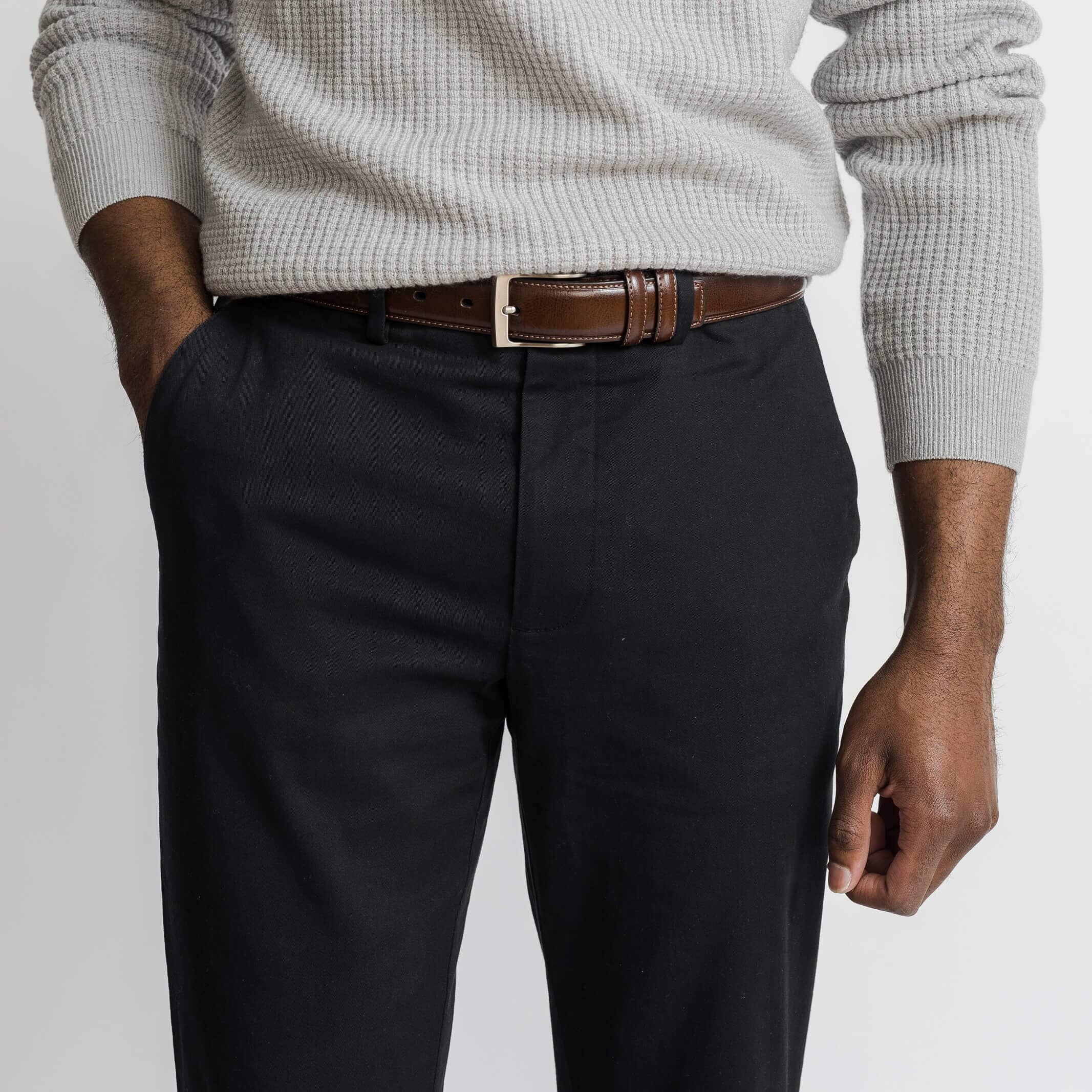 Black chino fabric detail - stretch cotton twill Richmond pant