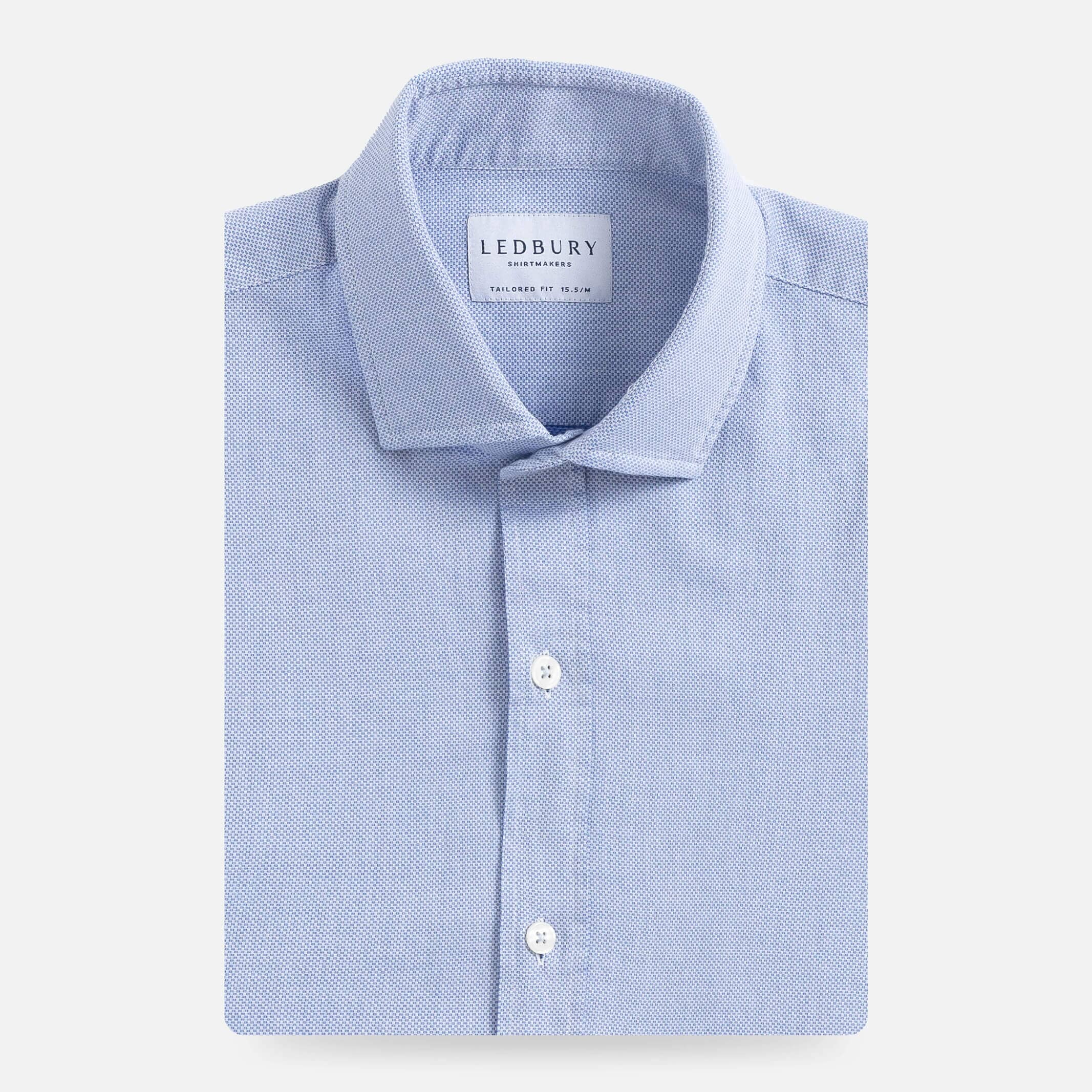 Blue dobby soft dress shirt with chambray effect - Ledbury Caven