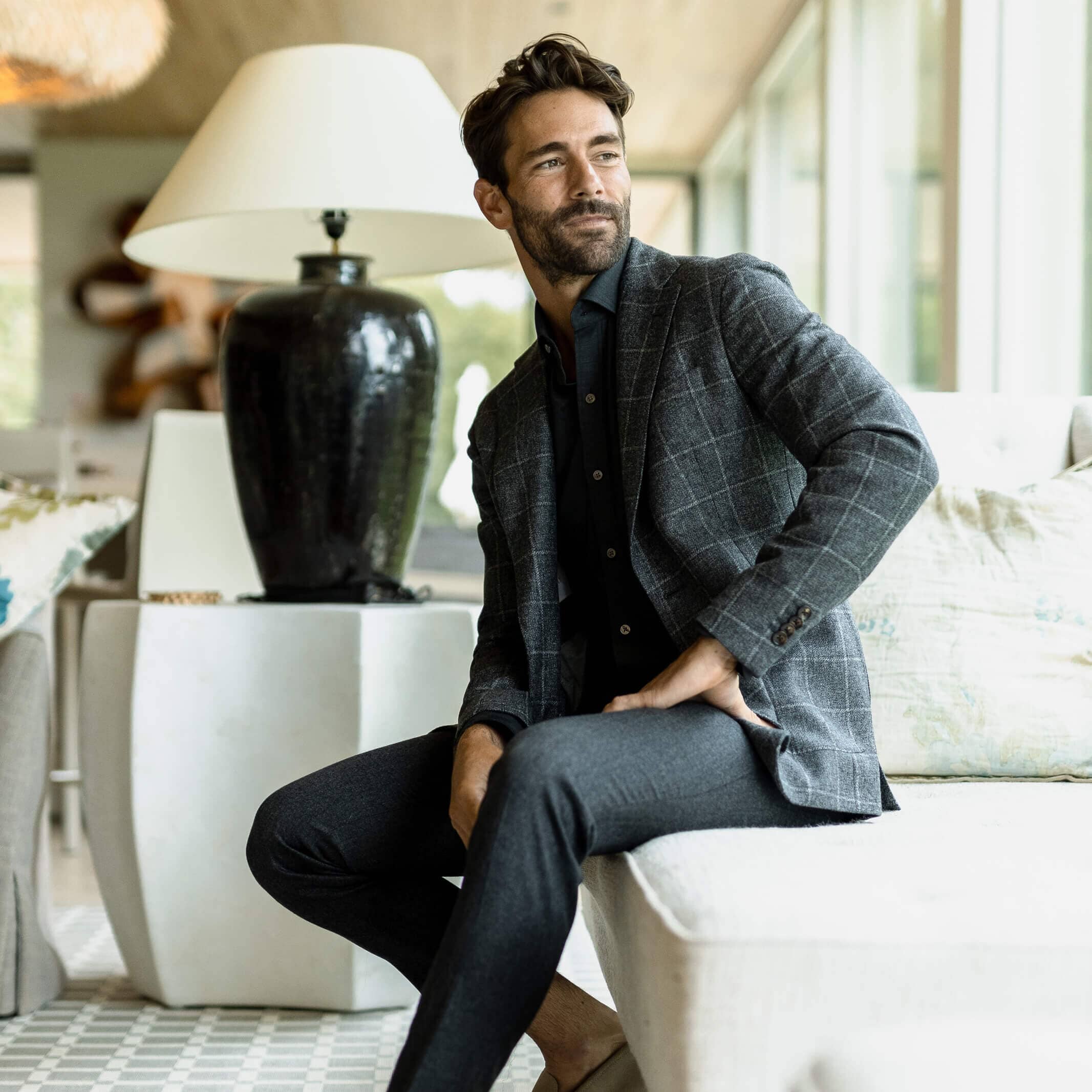 The Slate Garrison Windowpane Travel Jacket Sport Coat- Ledbury
