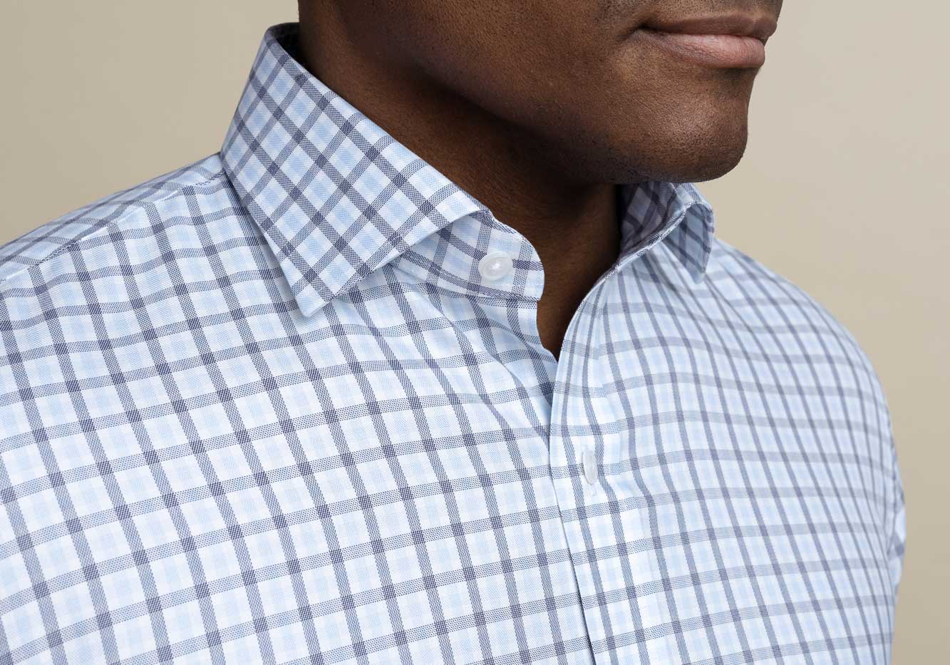 The Light Blue Huxley Tattersall Custom Shirt Custom Dress Shirt- Ledbury