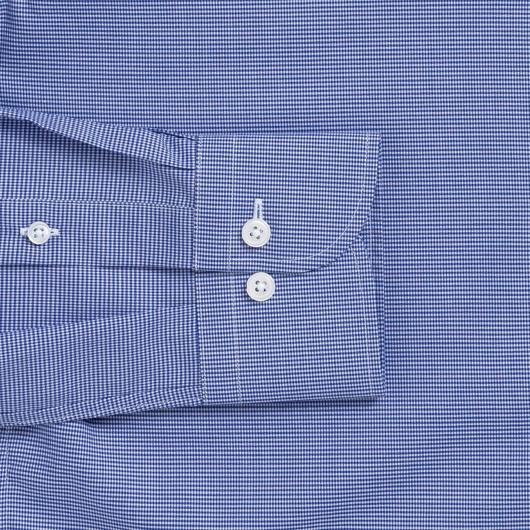 Micro gingham shirt sleeve and cuff - deep blue Kent micro-twill