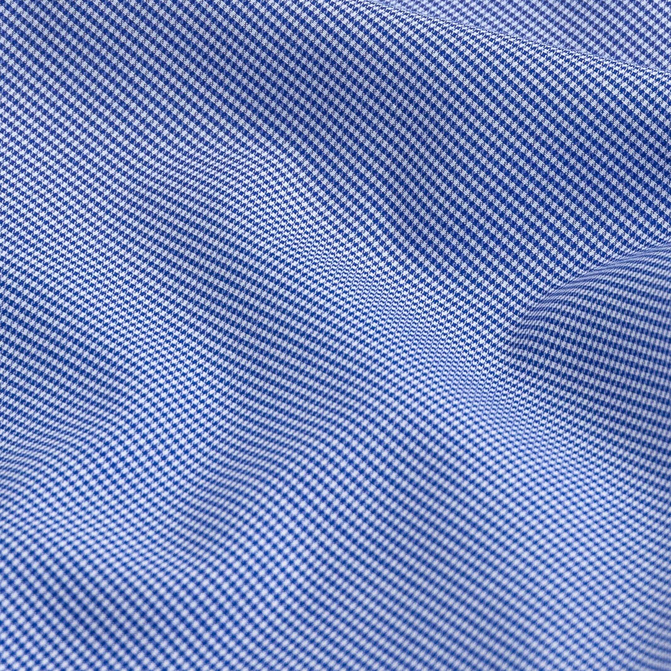 Kent micro-twill fabric close-up - deep blue micro gingham check texture