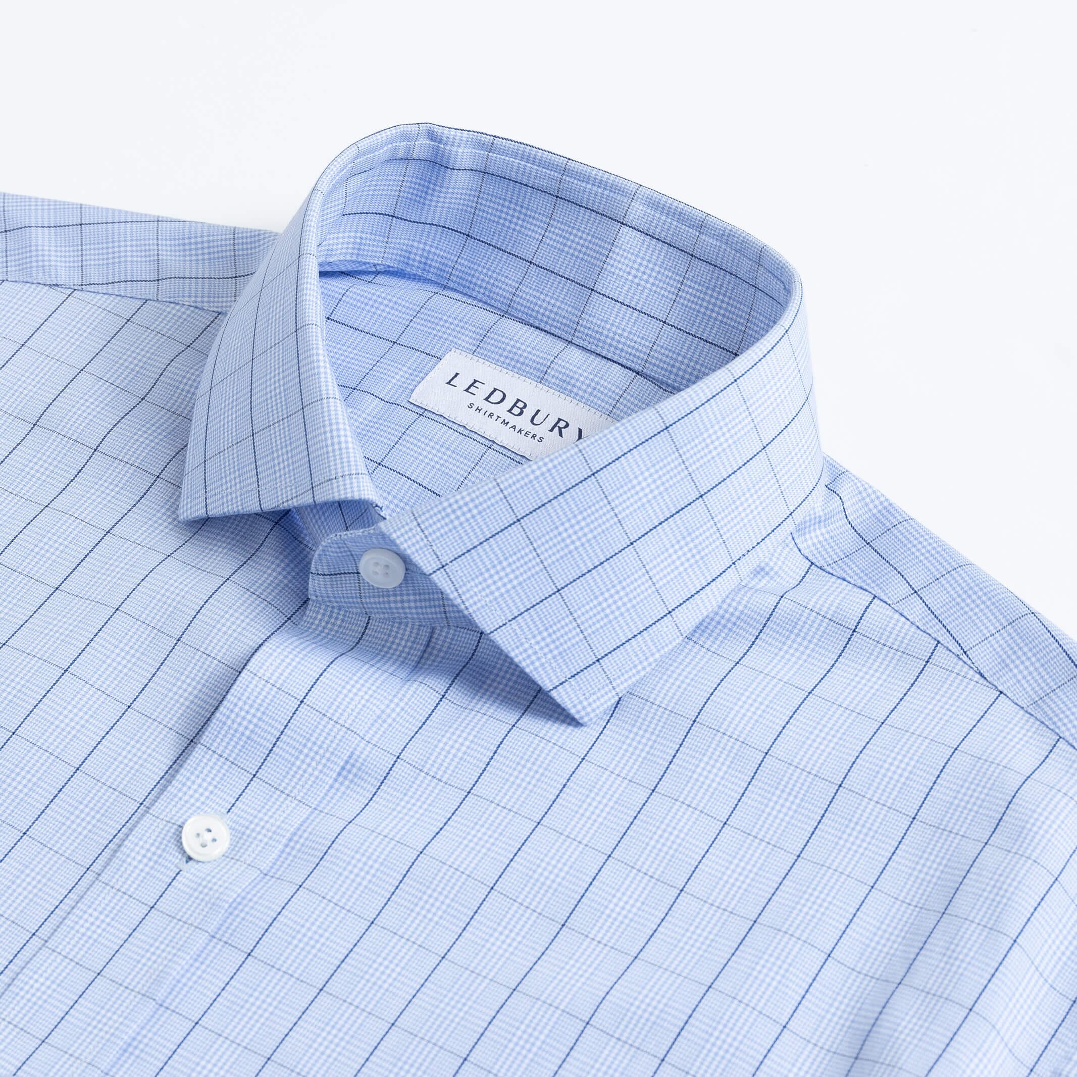 The Blue Lanvale Windowpane Custom Shirt Custom Dress Shirt- Ledbury
