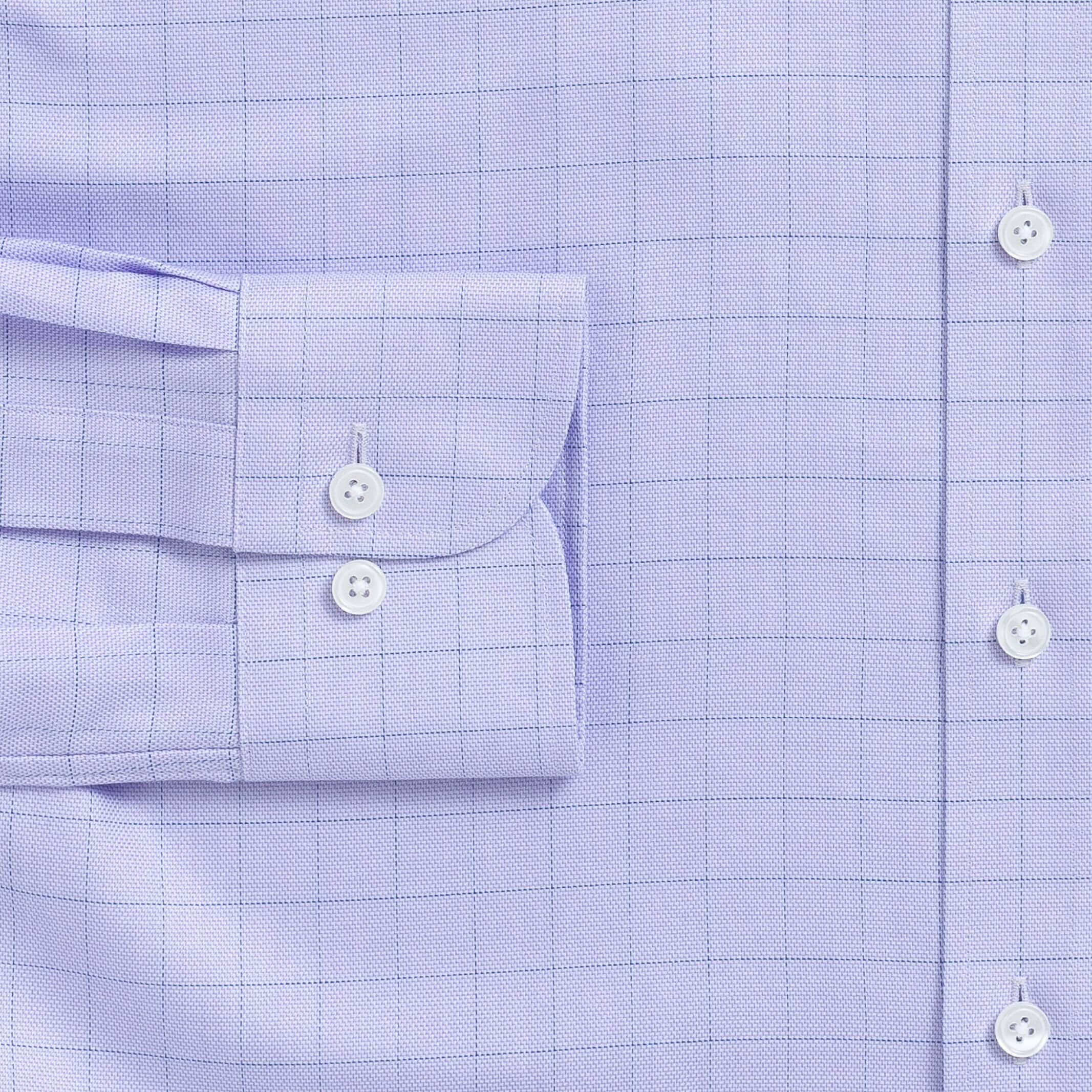 The Lavender Powell Windowpane Royal Oxford Custom Shirt Custom Dress Shirt- Ledbury