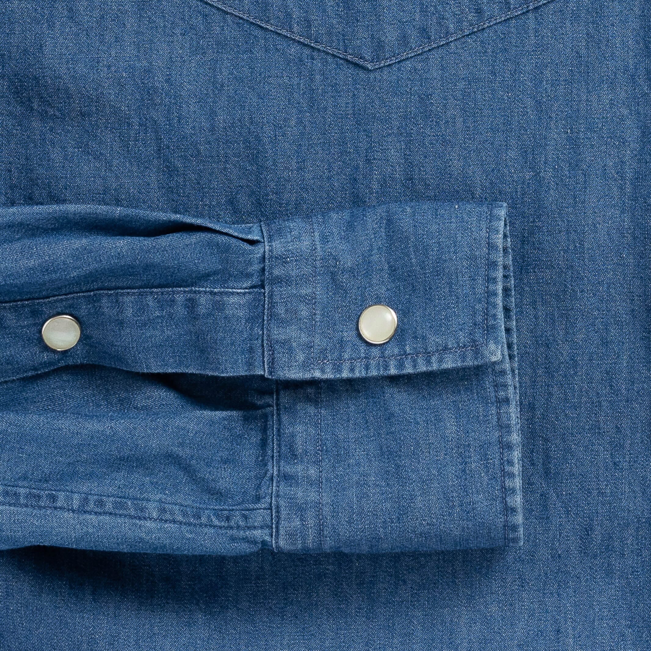 The Denim Blue Charlap Western Custom Shirt Custom Casual Shirt- Ledbury
