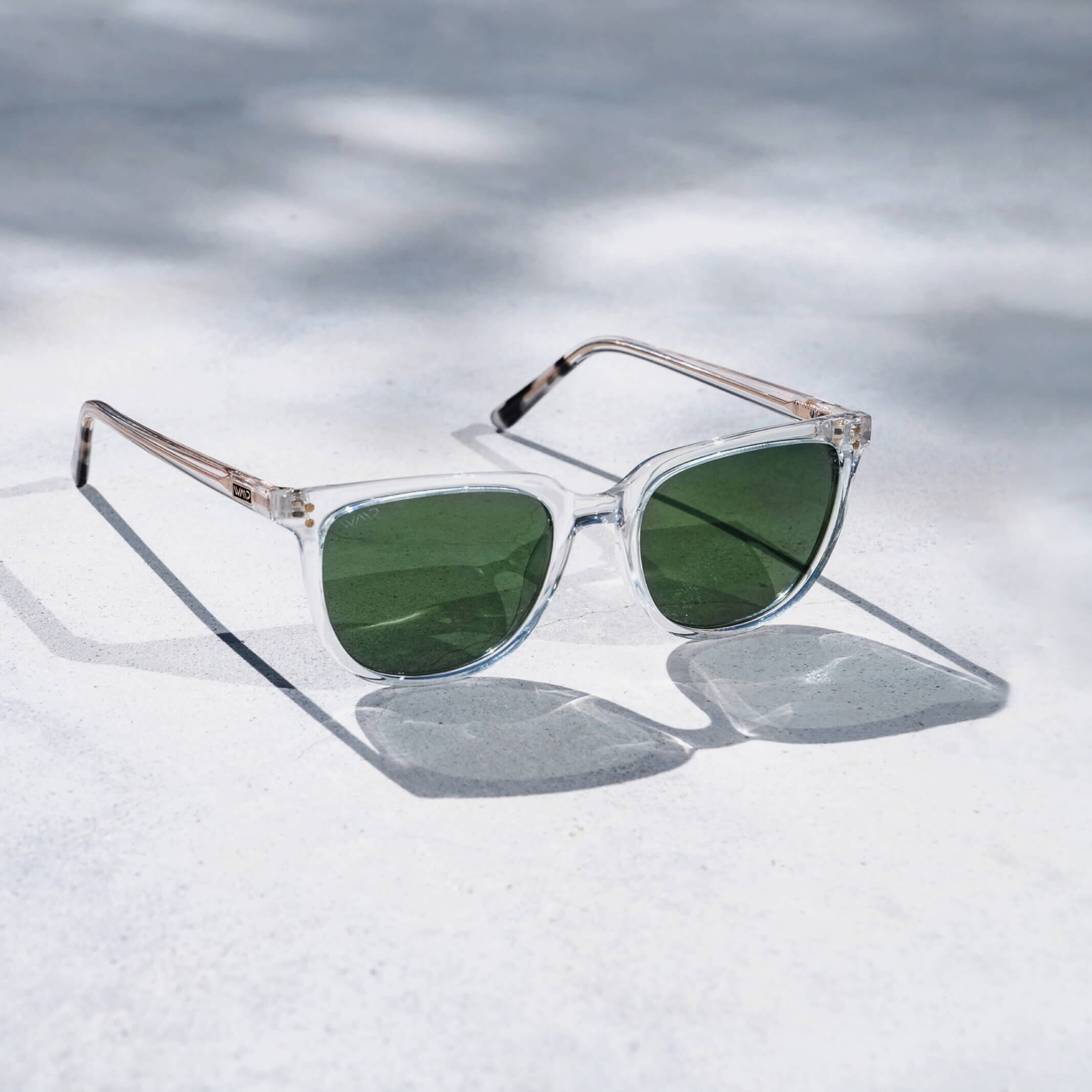 WMP Glossy Clear Abner Square Sunglasses Sunglasses- Ledbury